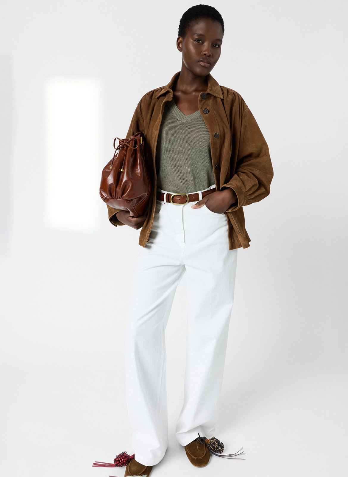 Leinenpullover mit V-Ausschnitt GERARD DAREL Khaki