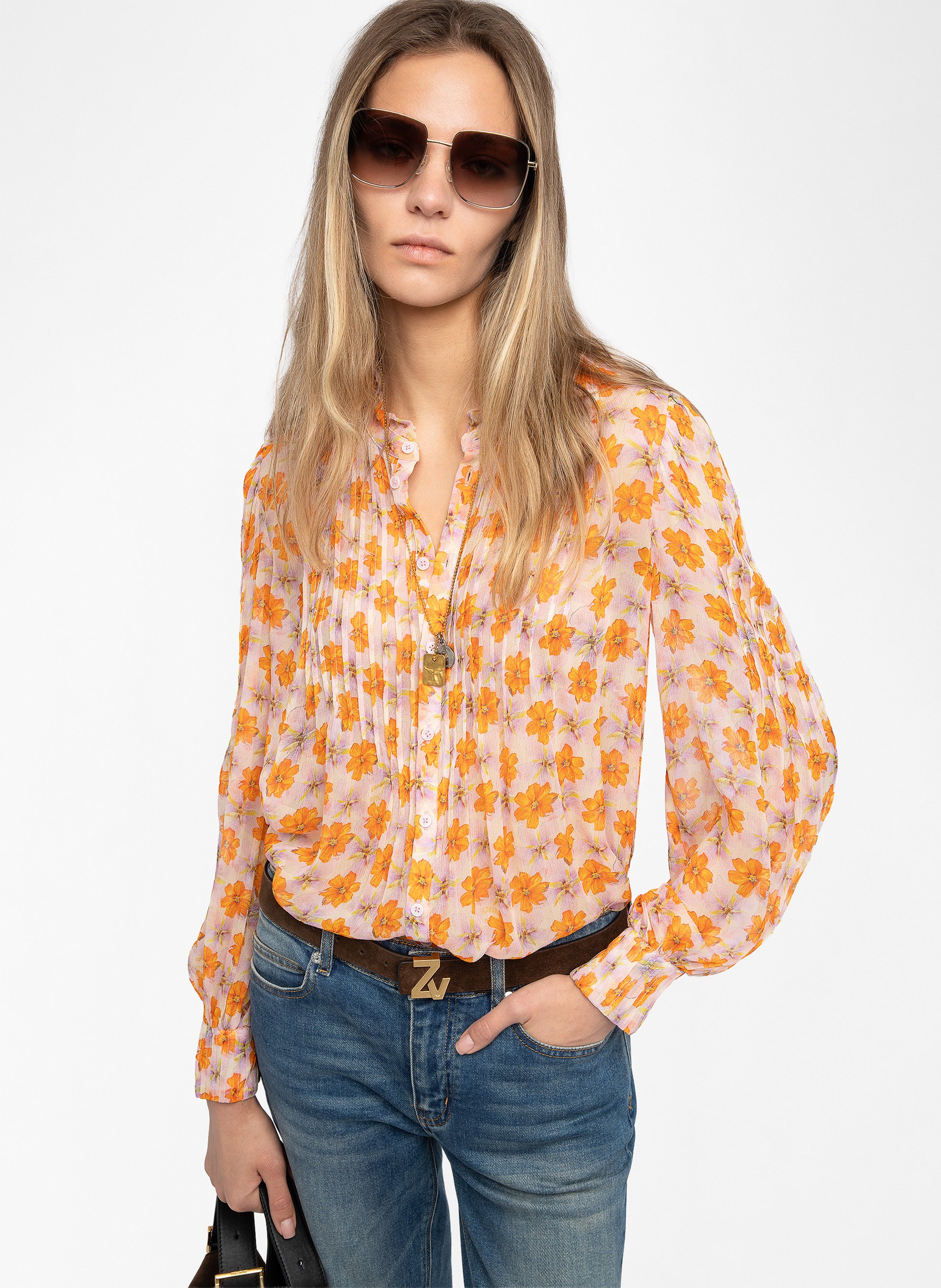 Bedruckte Bluse mit Rundhalsausschnitt ZADIG&VOLTAIRE Beige