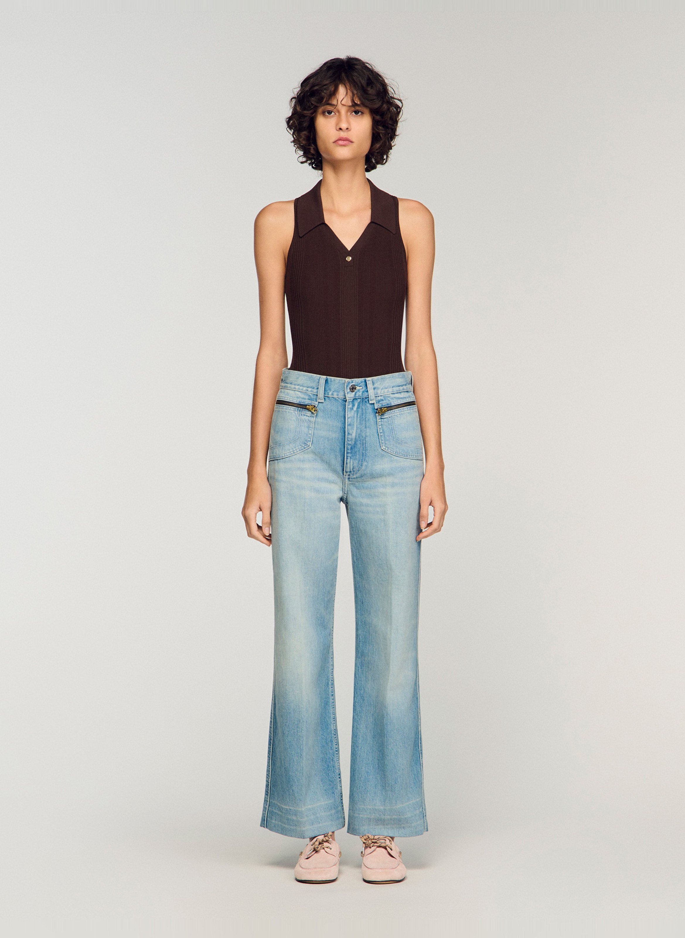 Rechte katoenen jeans SANDRO Blauw