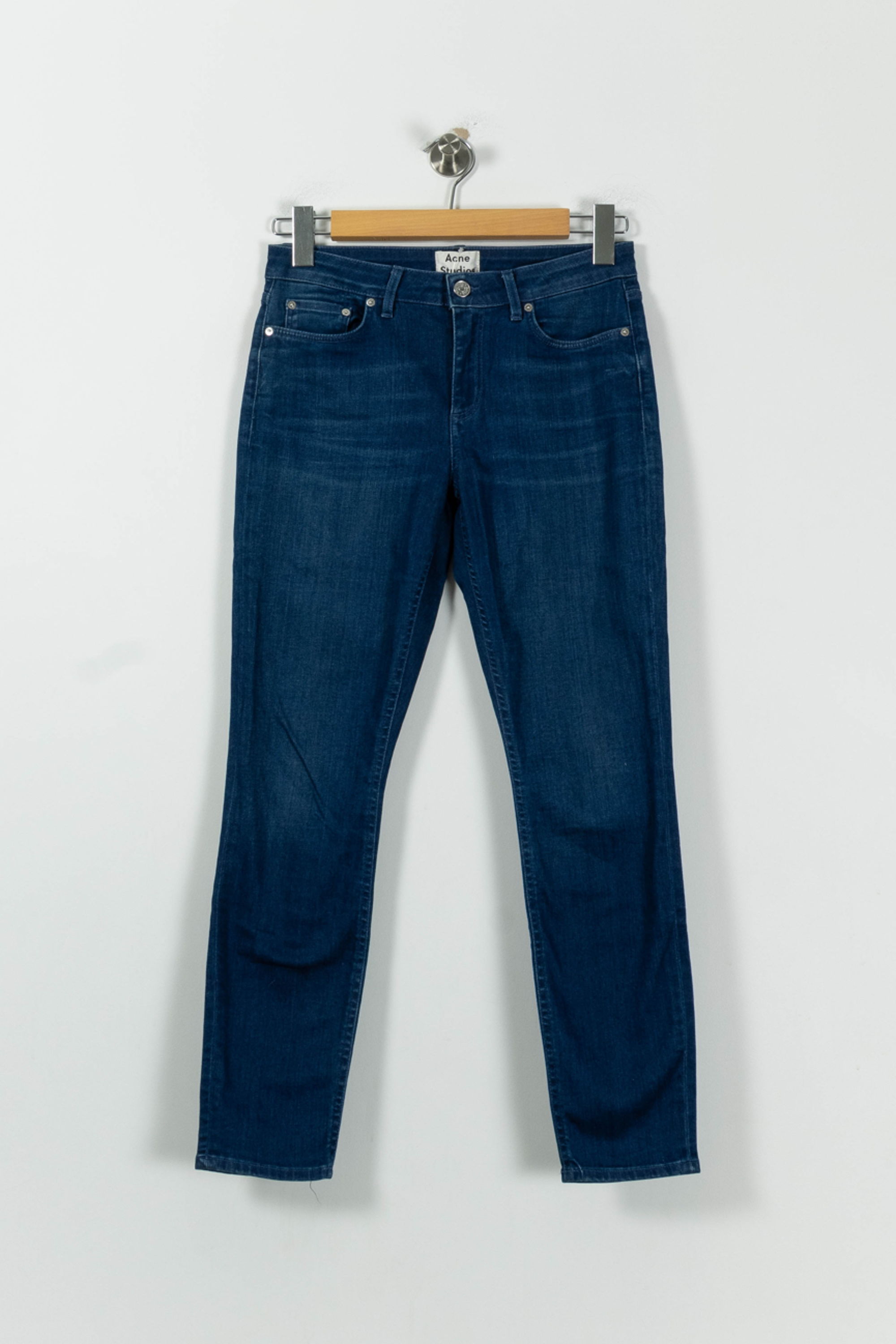 Cropped slim jeans with studs ACNE STUDIOS - Seconde Main Blue