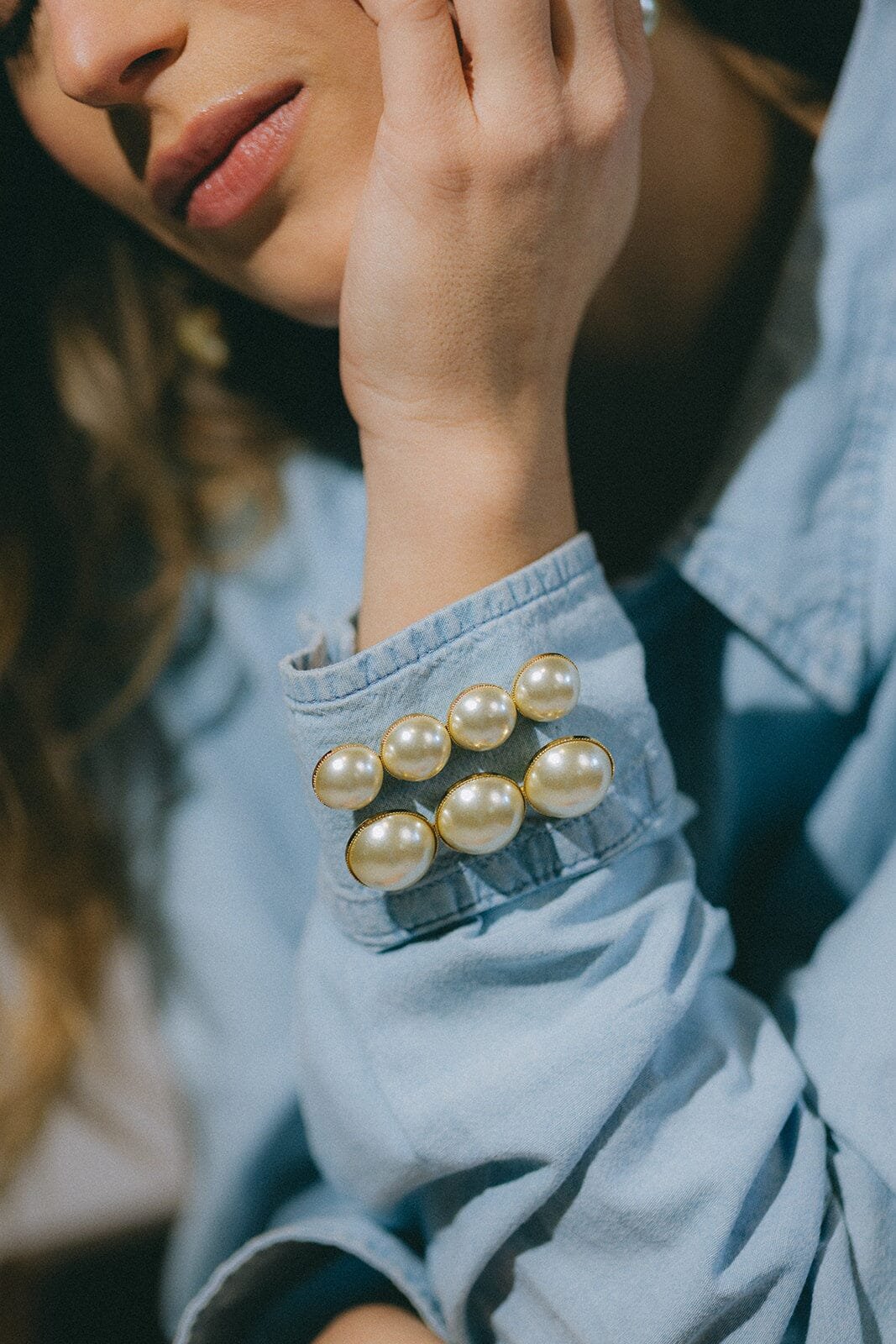 Maxi silver-plated pearl brooch MONSIEUR SIMONE Golden