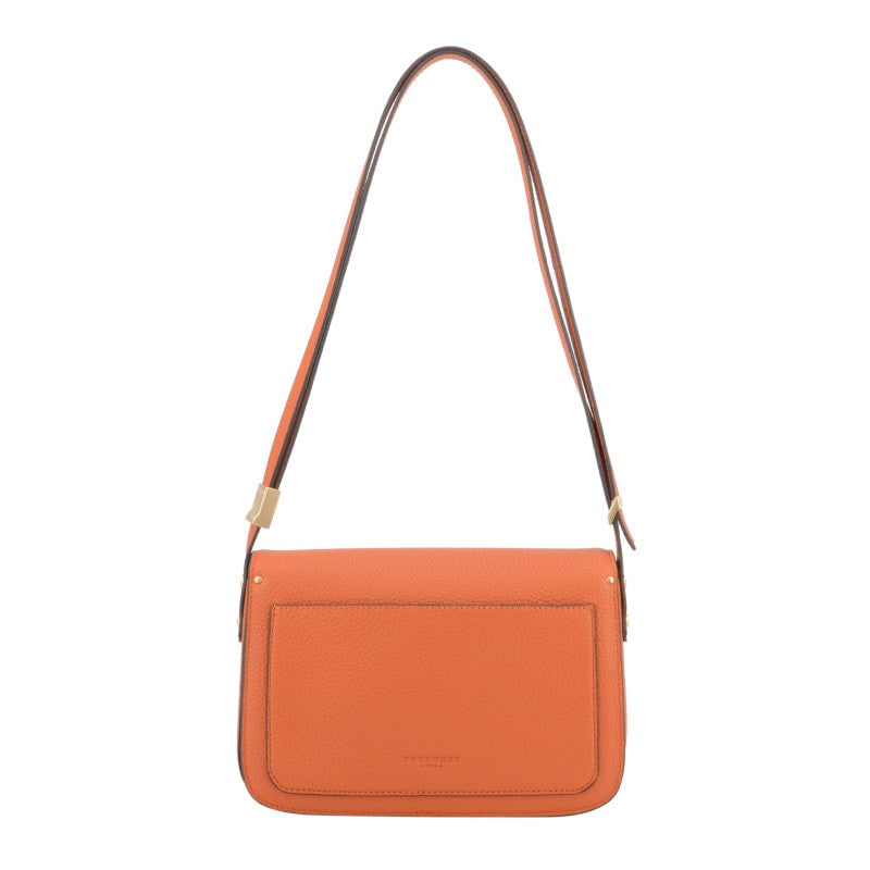 Crossbody bag in cowhide leather POURCHET Orange