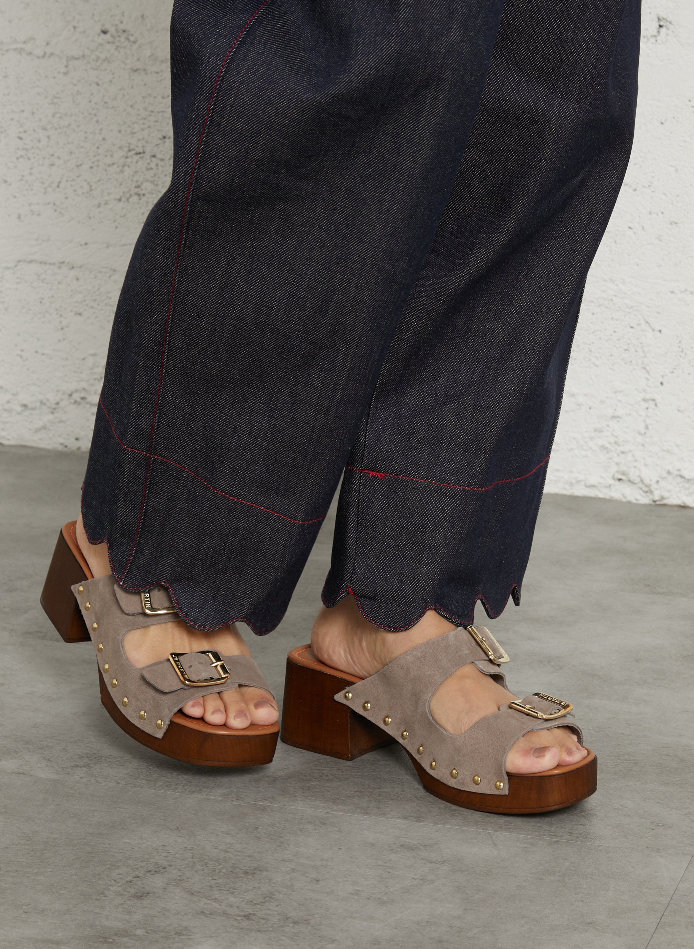 Heeled suede mules JB MARTIN Grey