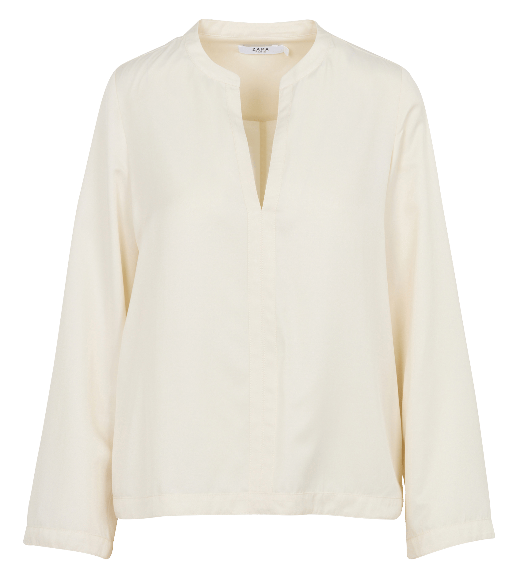 Gerade geschnittene Bluse mit Stehkragen uni ZAPA Weiss