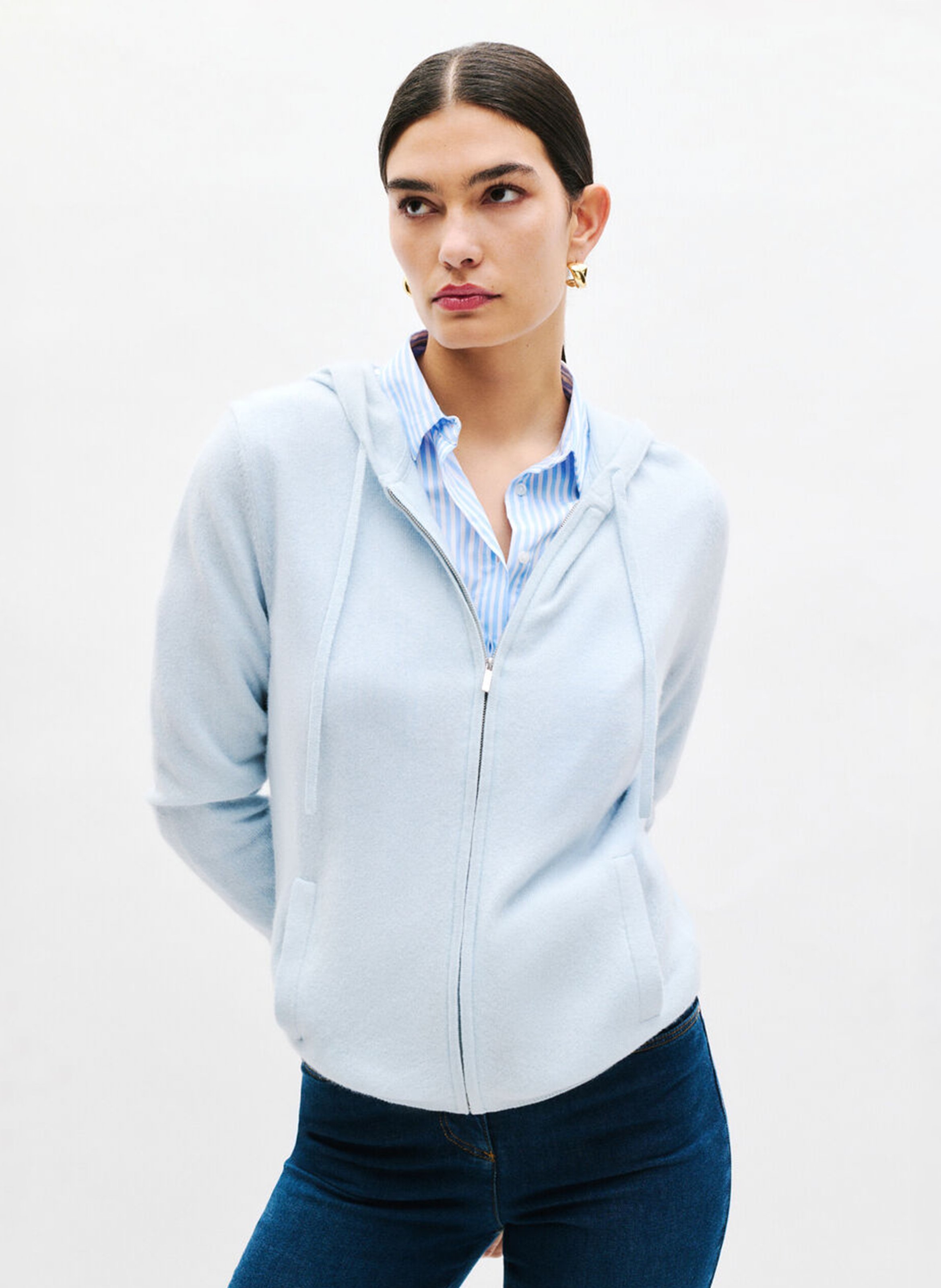 Sweat à capuche en laine et en cachemire mélangés CAROLL