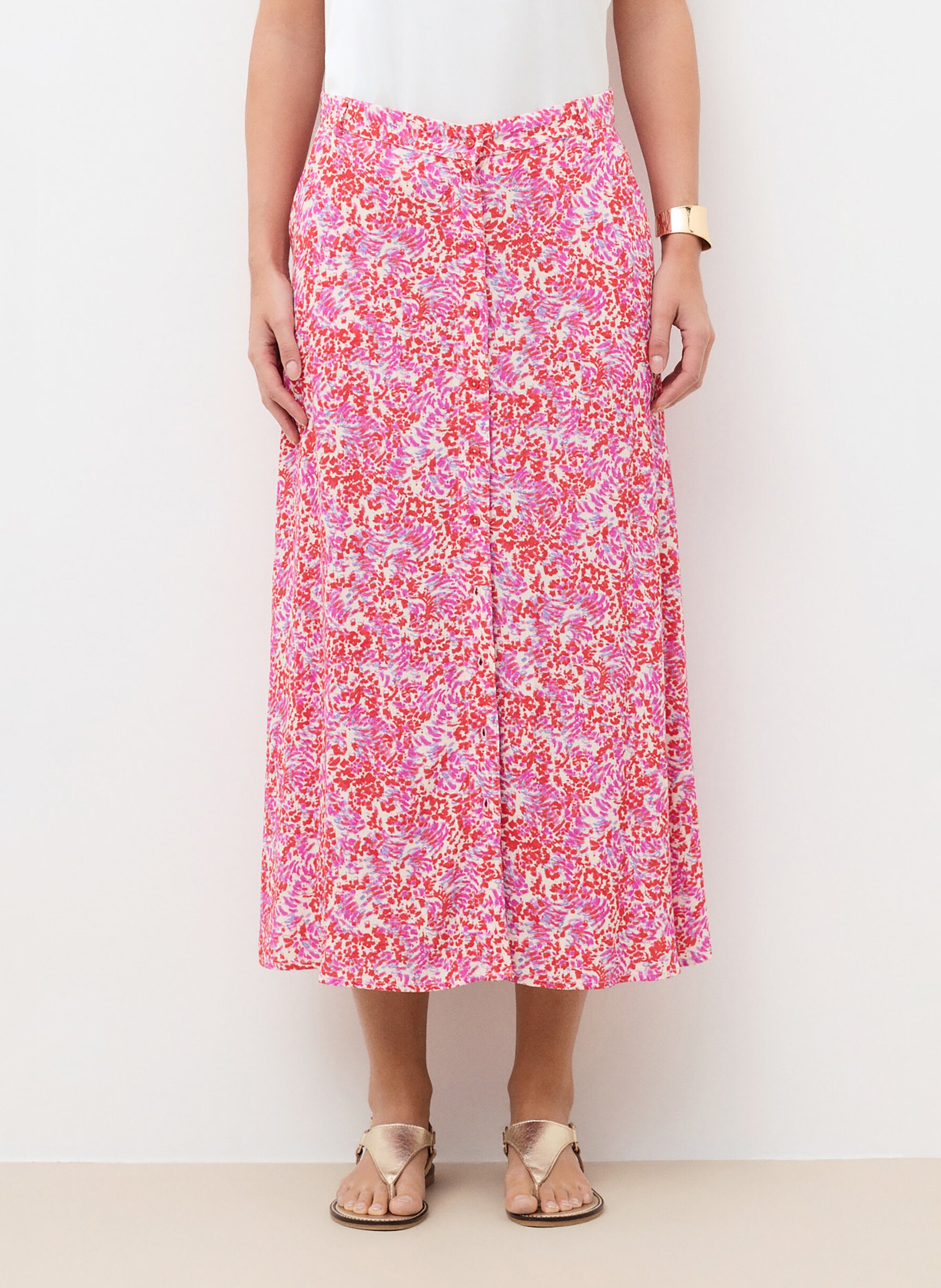 Halflange, gerende rok CAROLL Rood