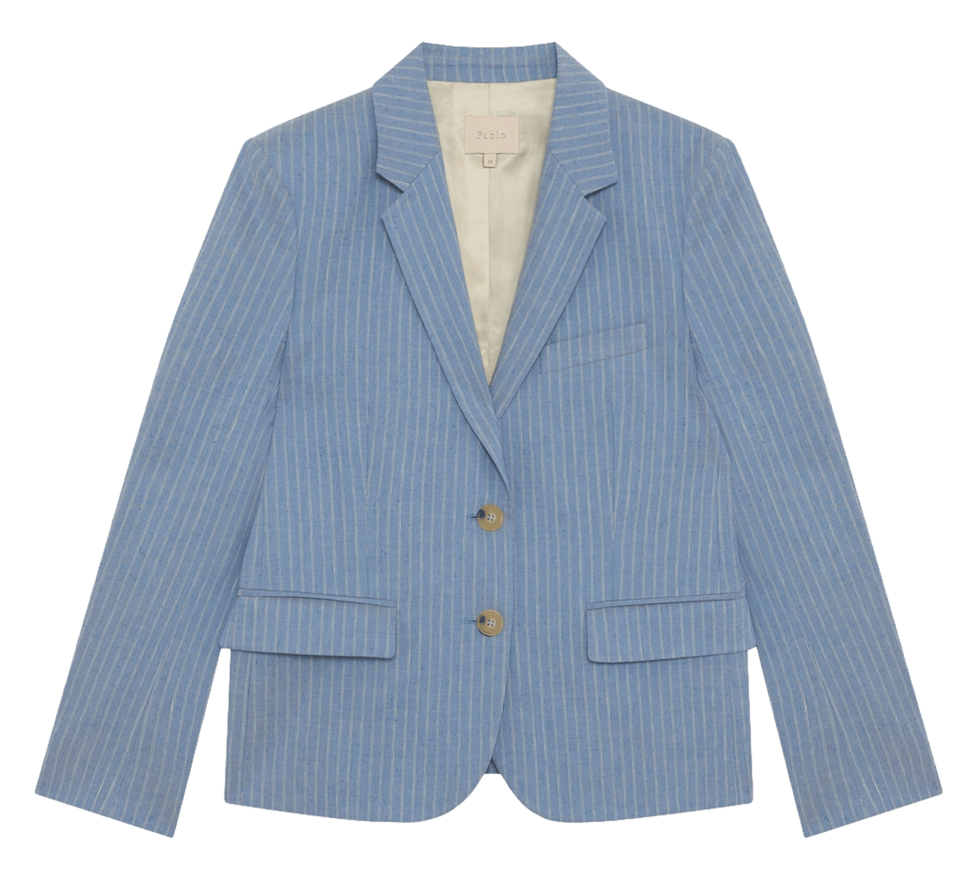 Veste col tailleur en lin mélangé PABLO Bleu