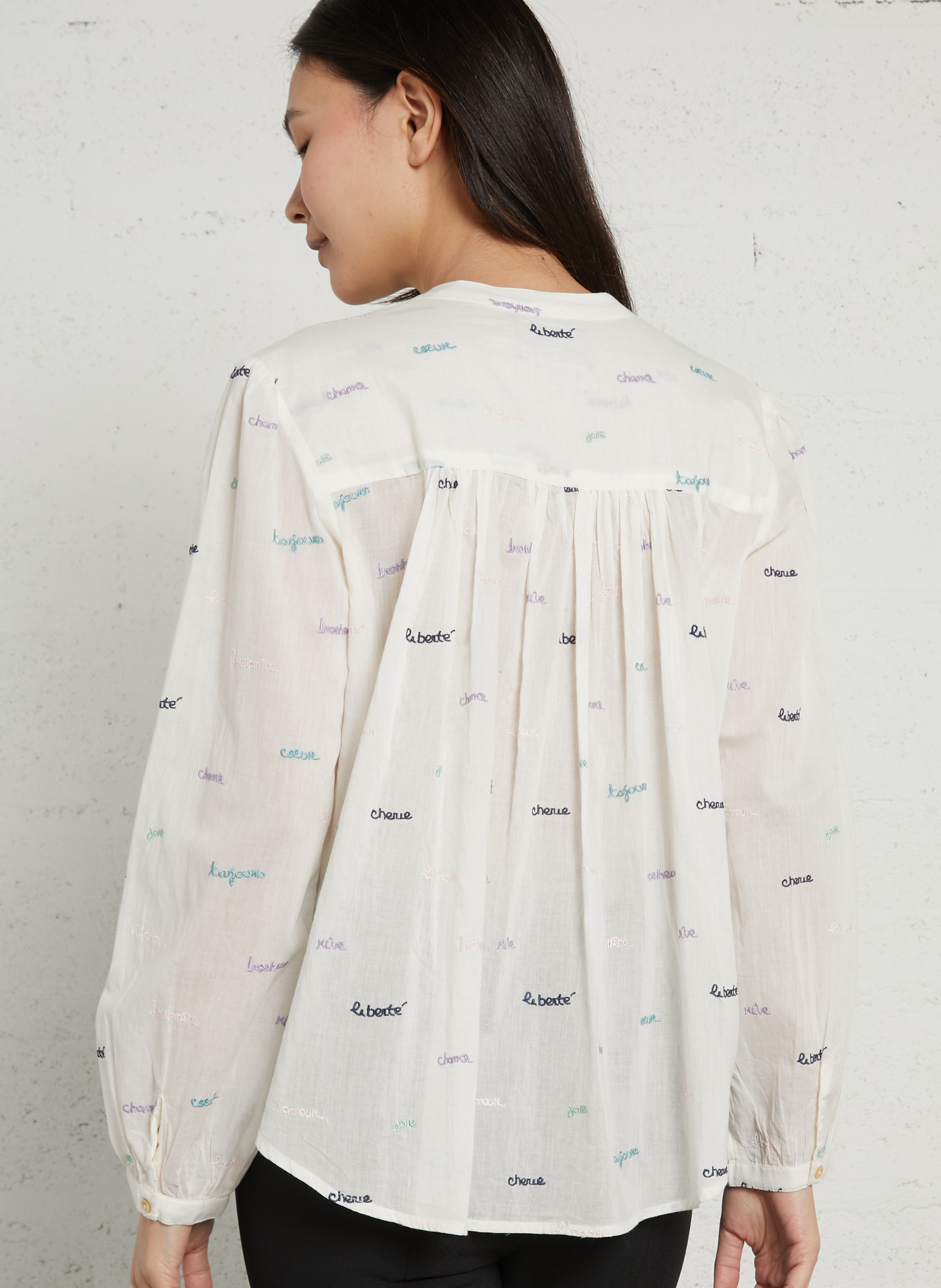 - Embroidered cotton shirt BERENICE White