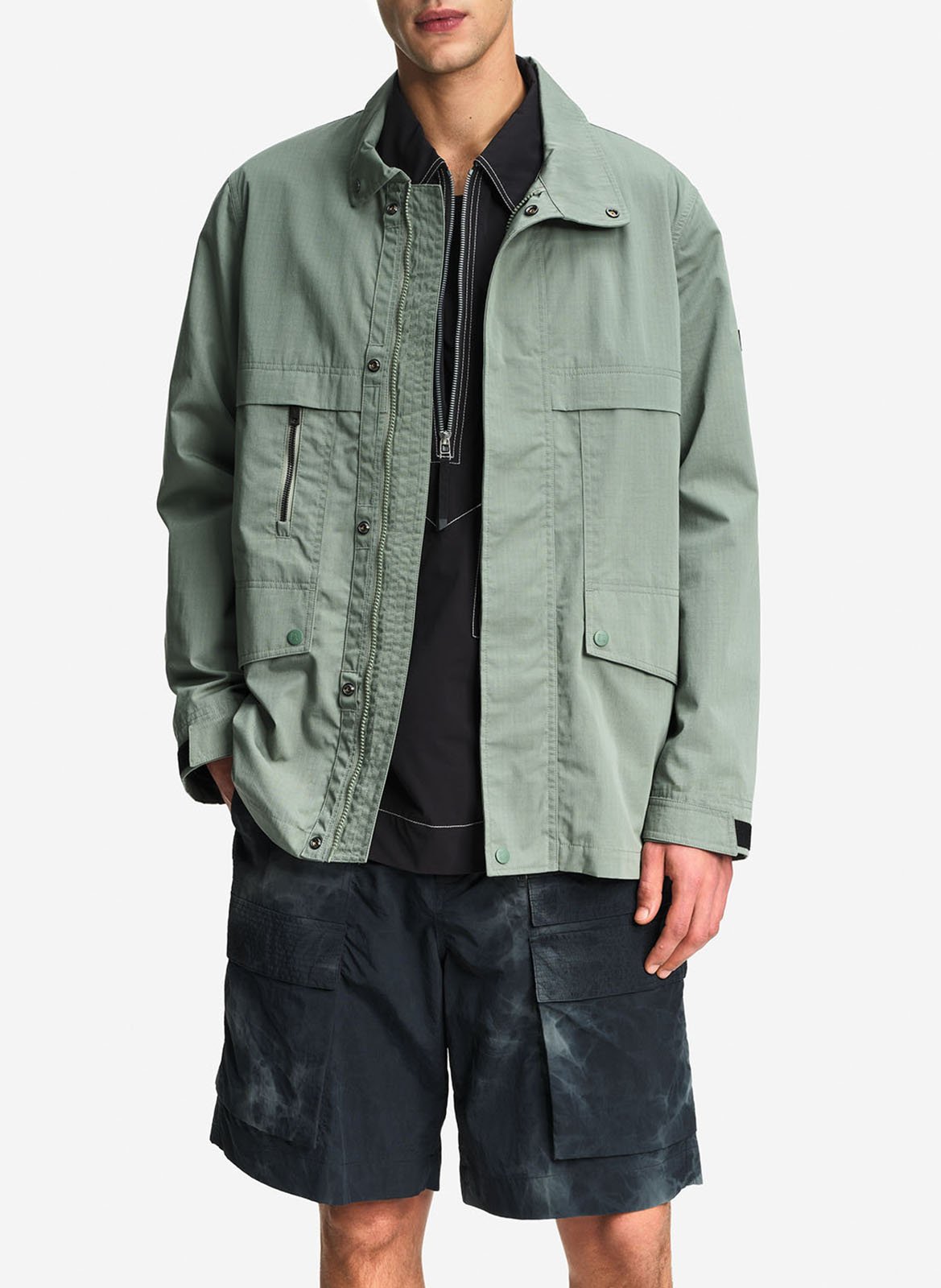 Straight high-neck solid parka AIGLE Green