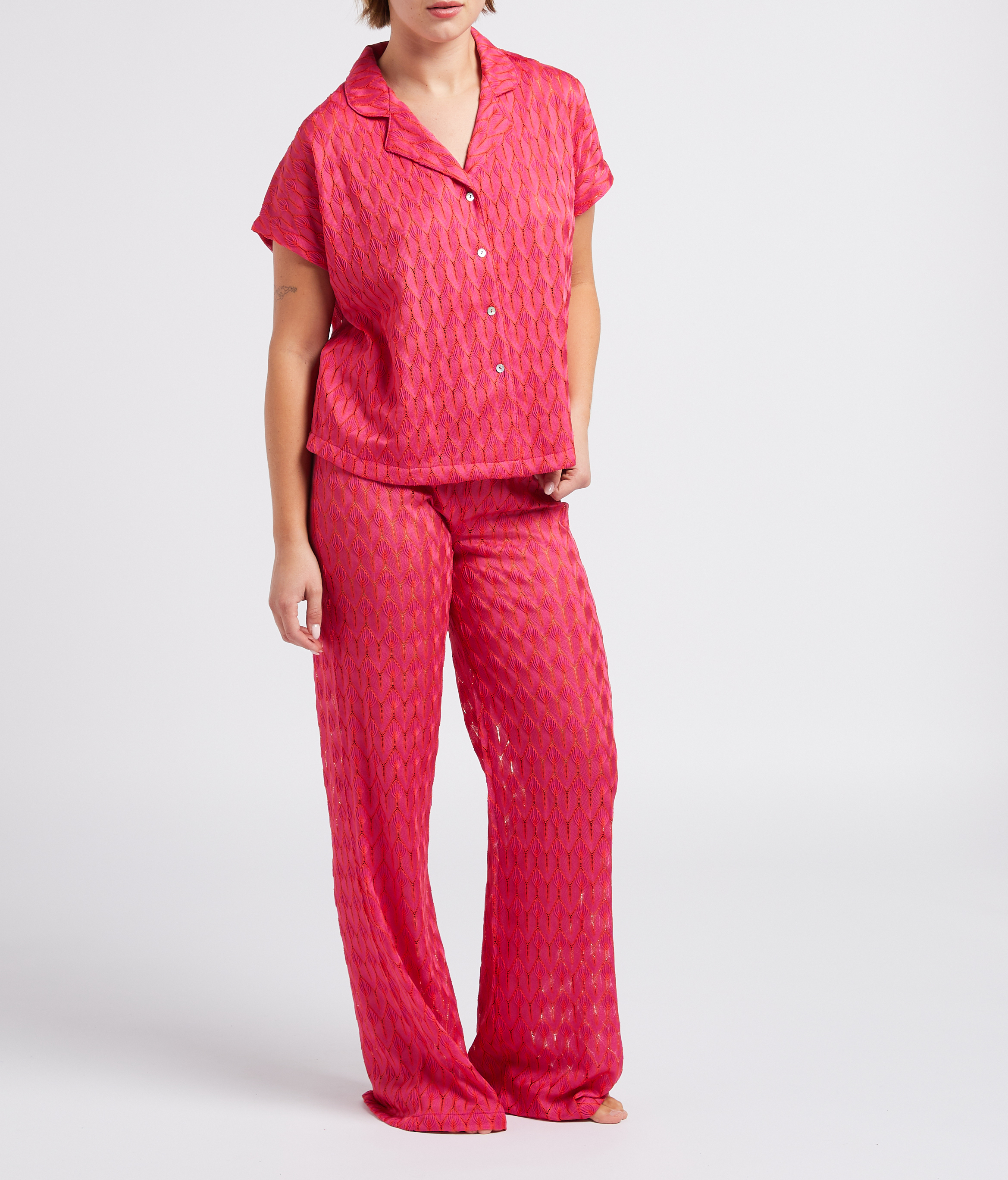 Wide-leg lurex knit pants LA NOUVELLE Pink