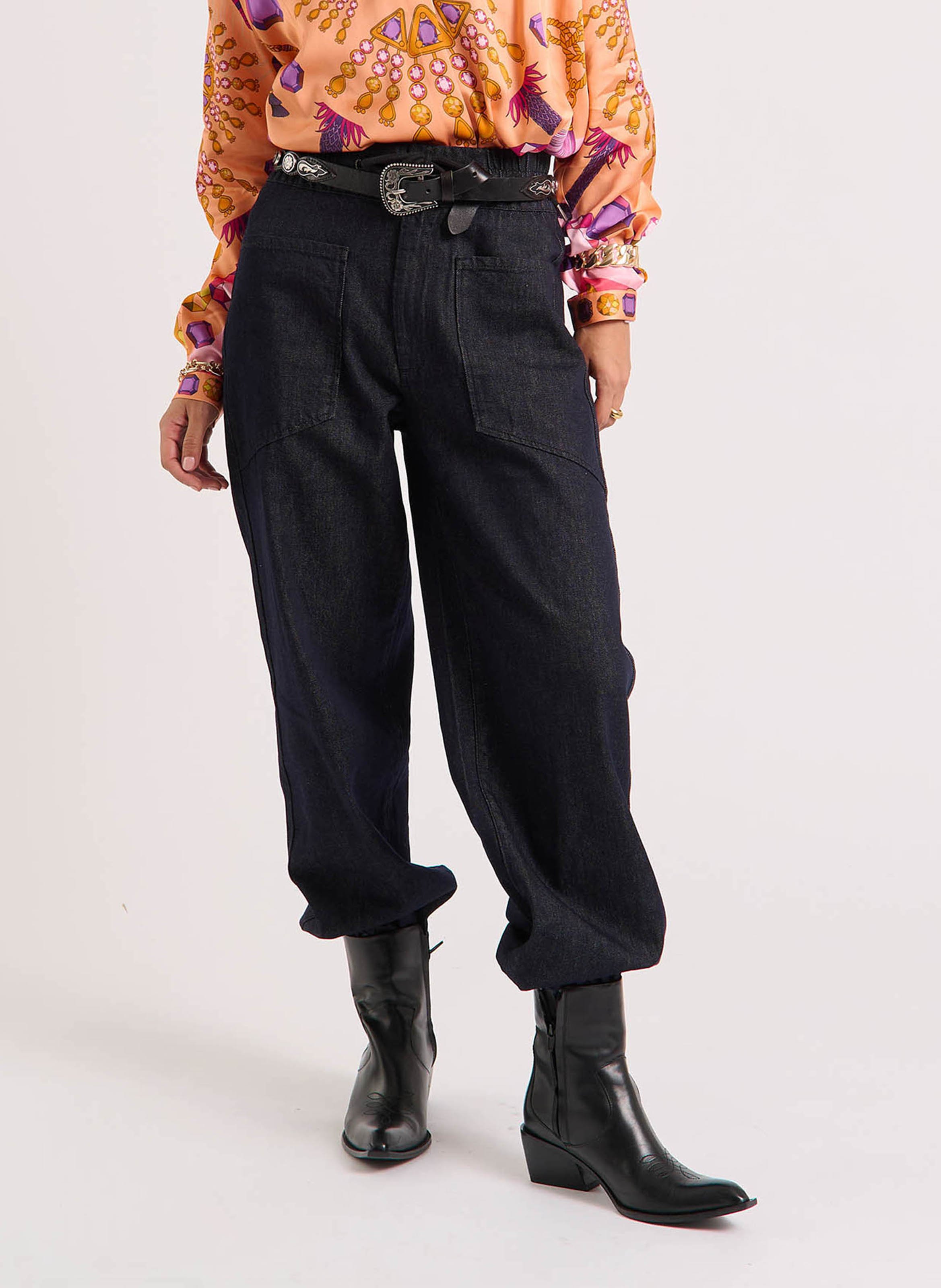 Pantalon large en coton WILD Bleu