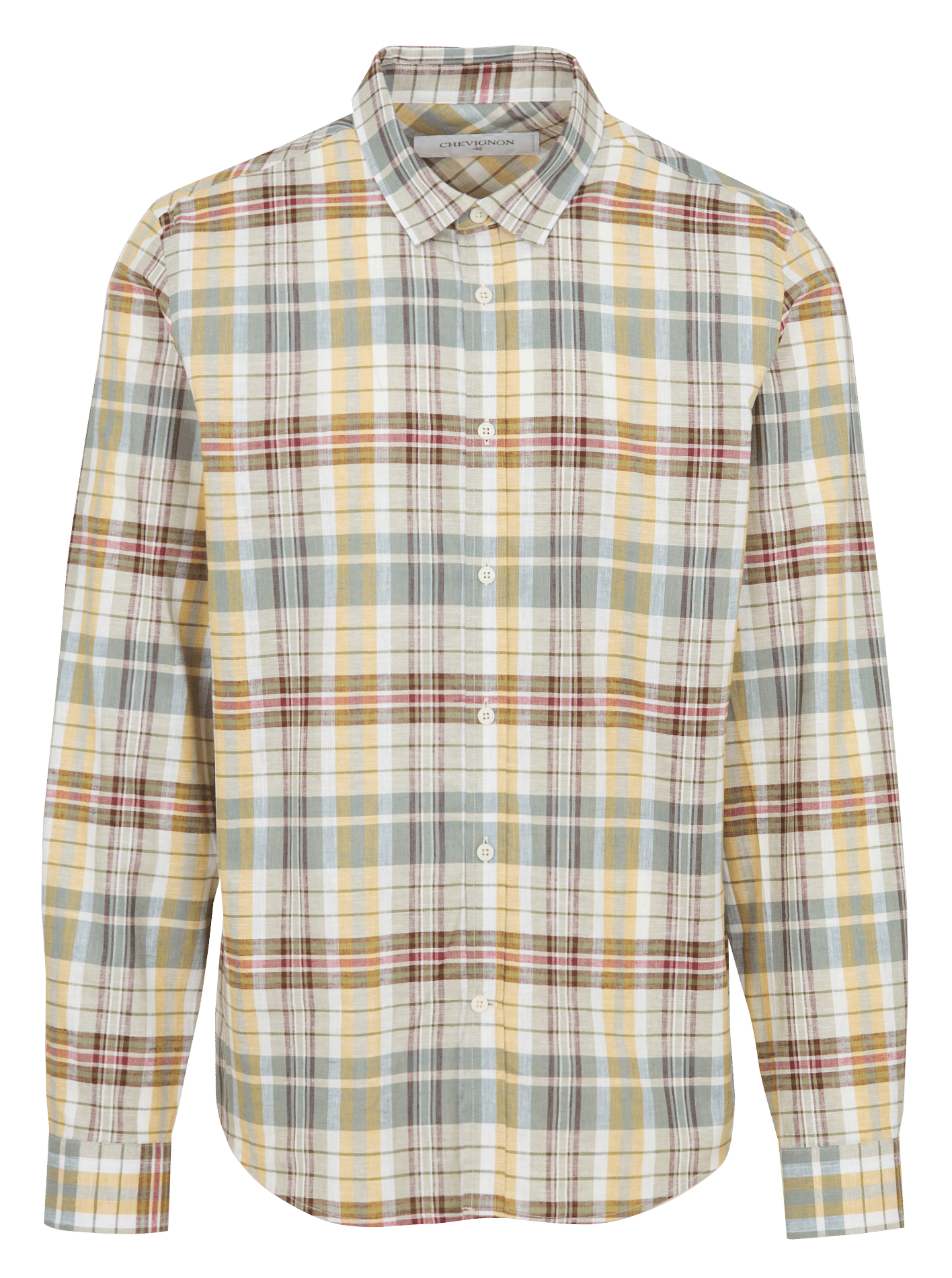 Chemise oversize col classique en coton et lin imprimé CHEVIGNON Vert