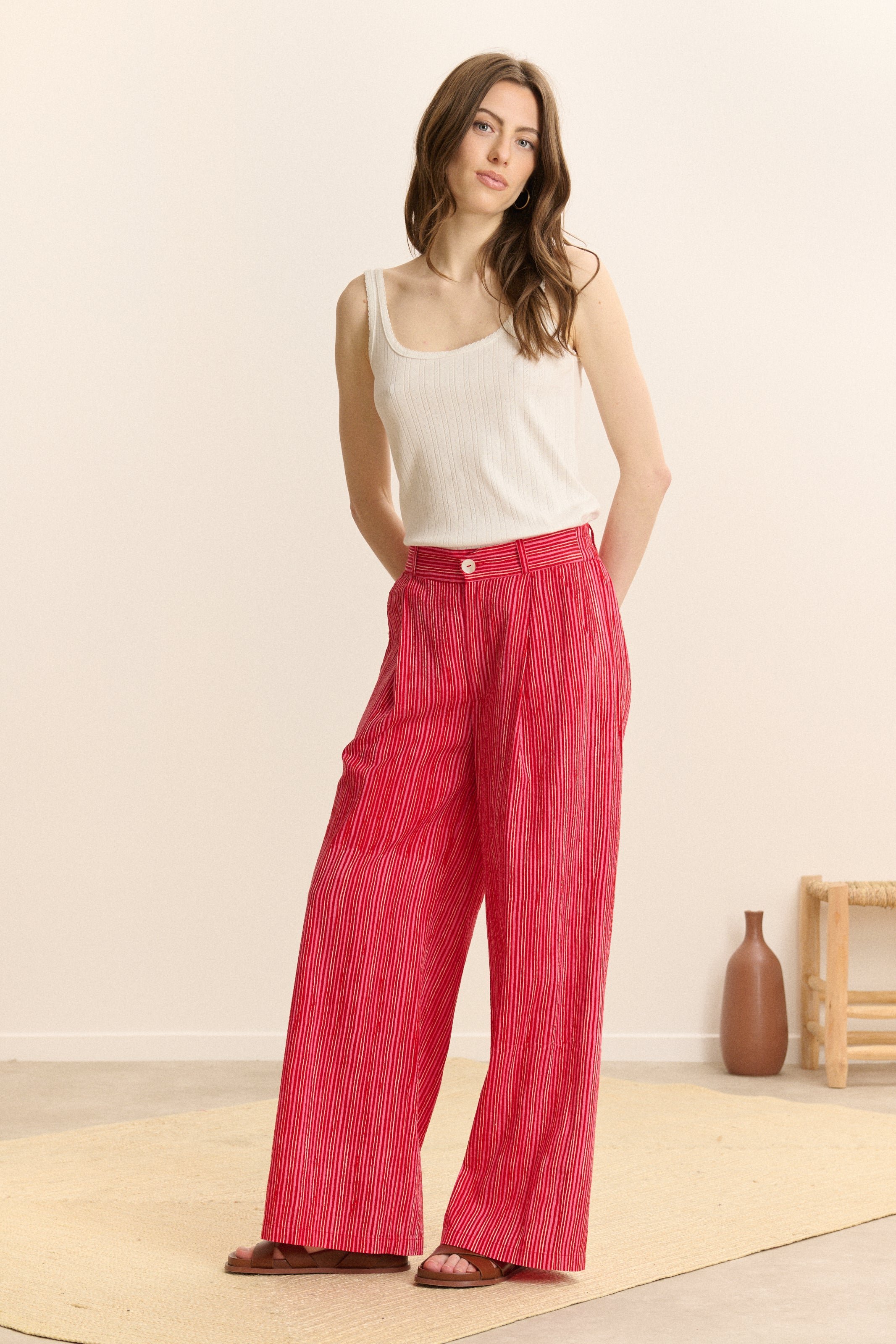 Straight striped trousers  GARANCE PARIS Pink