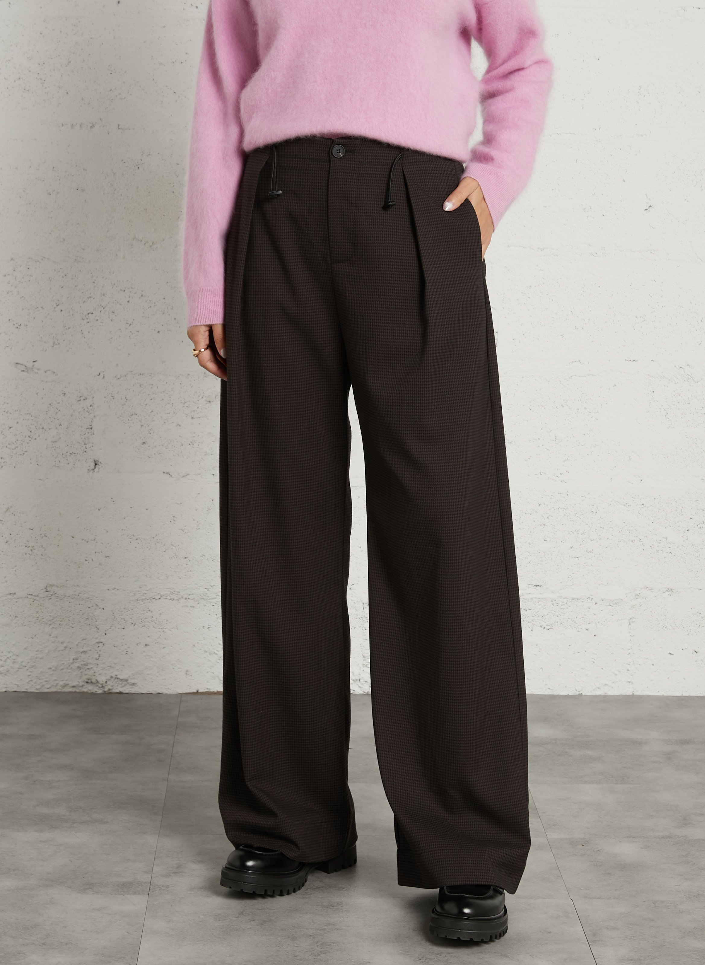 Azawood high-waisted wide-leg trousers SUNCOO Brown