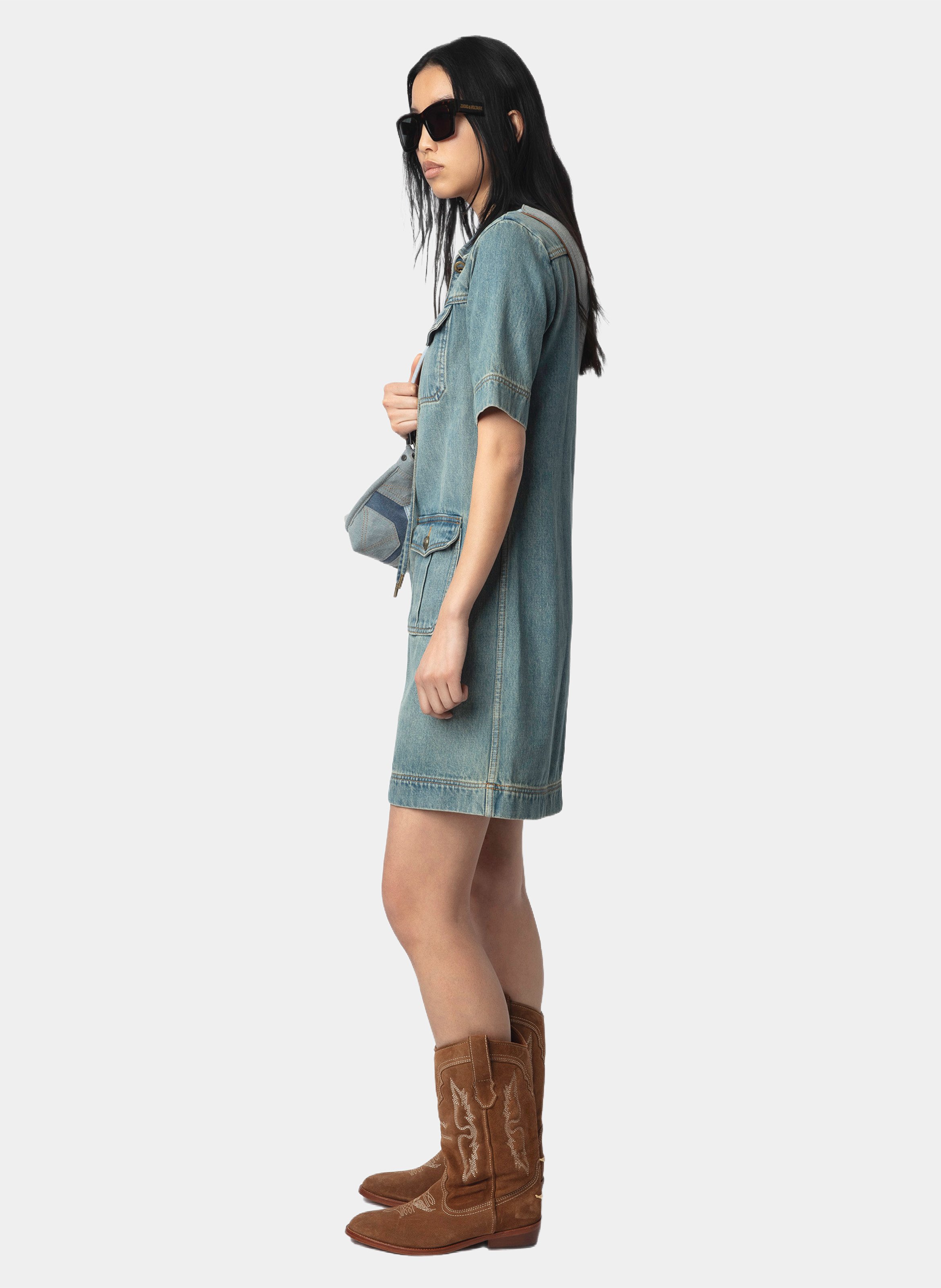 Short denim dress with classic collar ZADIG&VOLTAIRE Blue