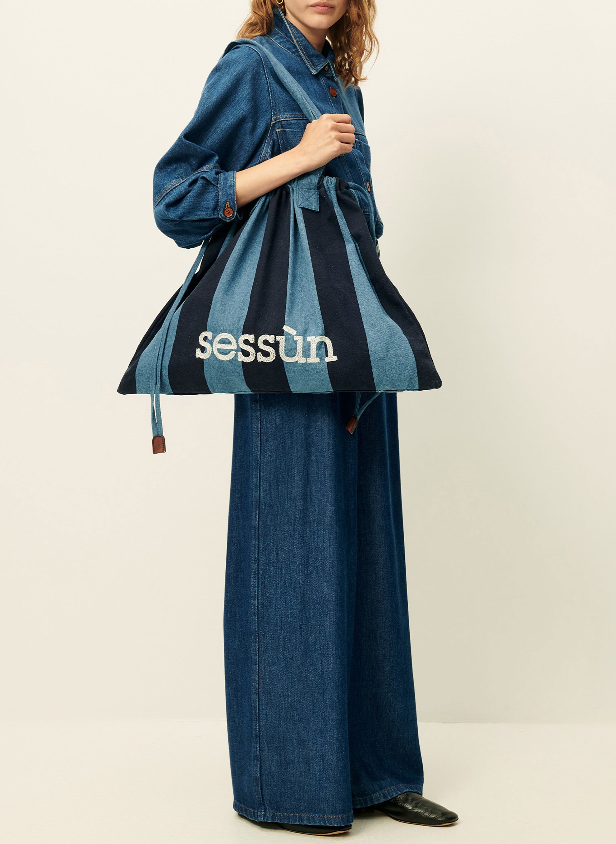 Bolso al hombro de algodón SESSUN Azul