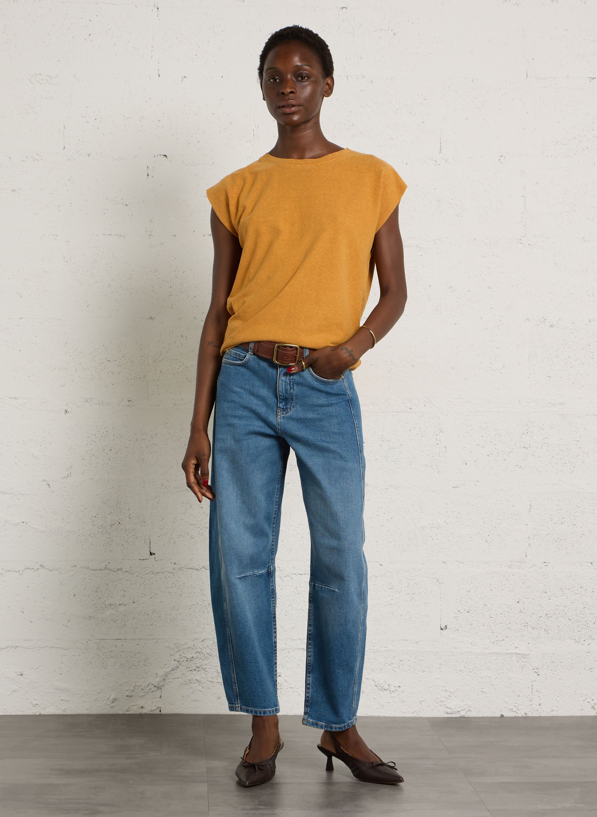 Hoge taille ballonjeans in effen kleur MAISON 123 Blauw