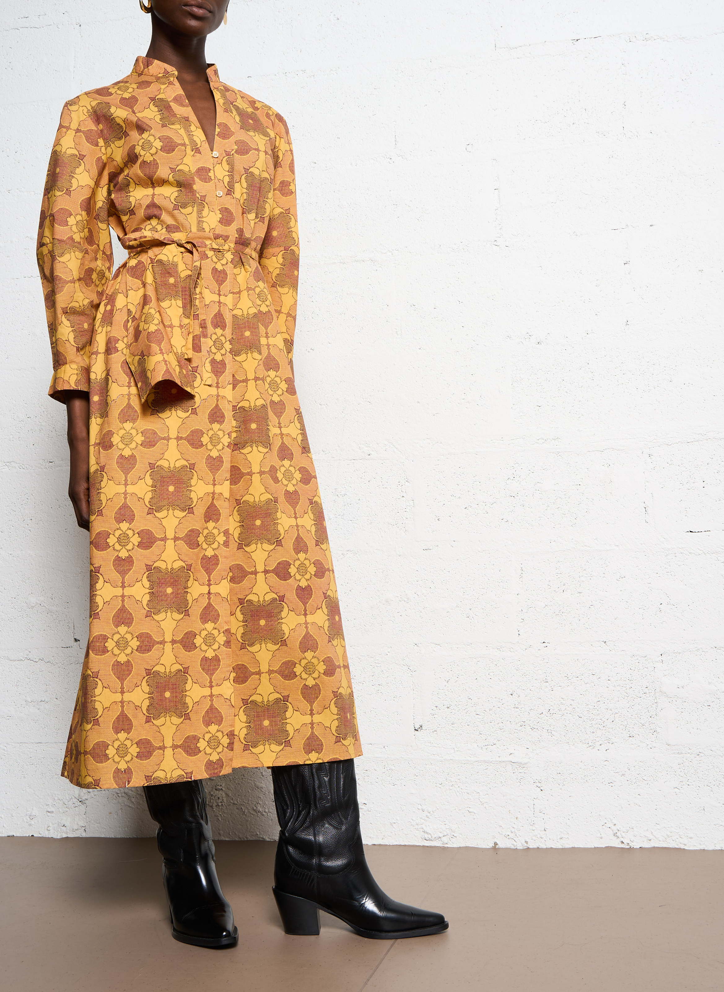 Lange jurk met print ANTIK BATIK Bruin