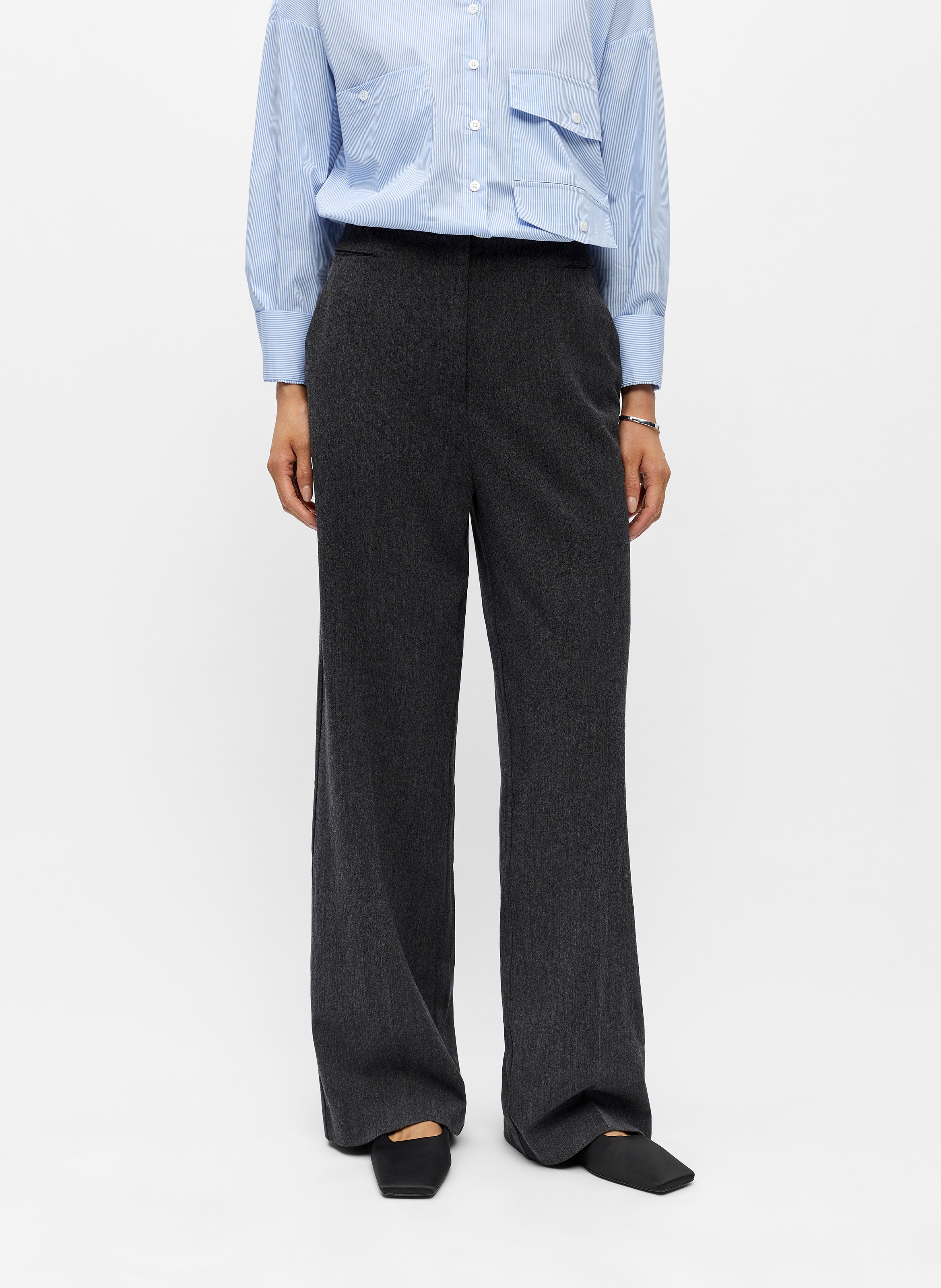 Pantalon droit taille mi-haute OBJECT Noir
