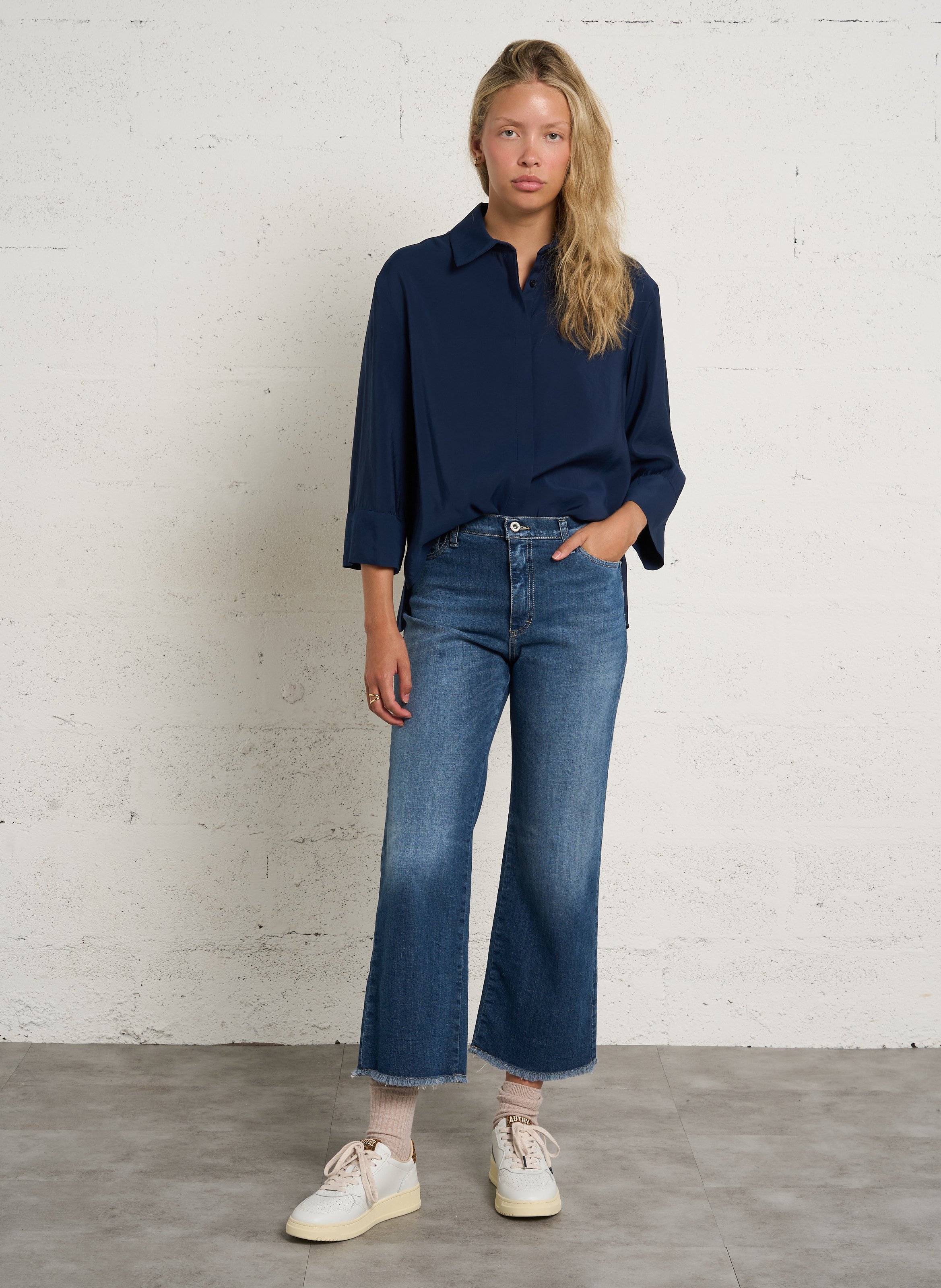 Cotton-blend straight-leg jeans PLEASE Blue