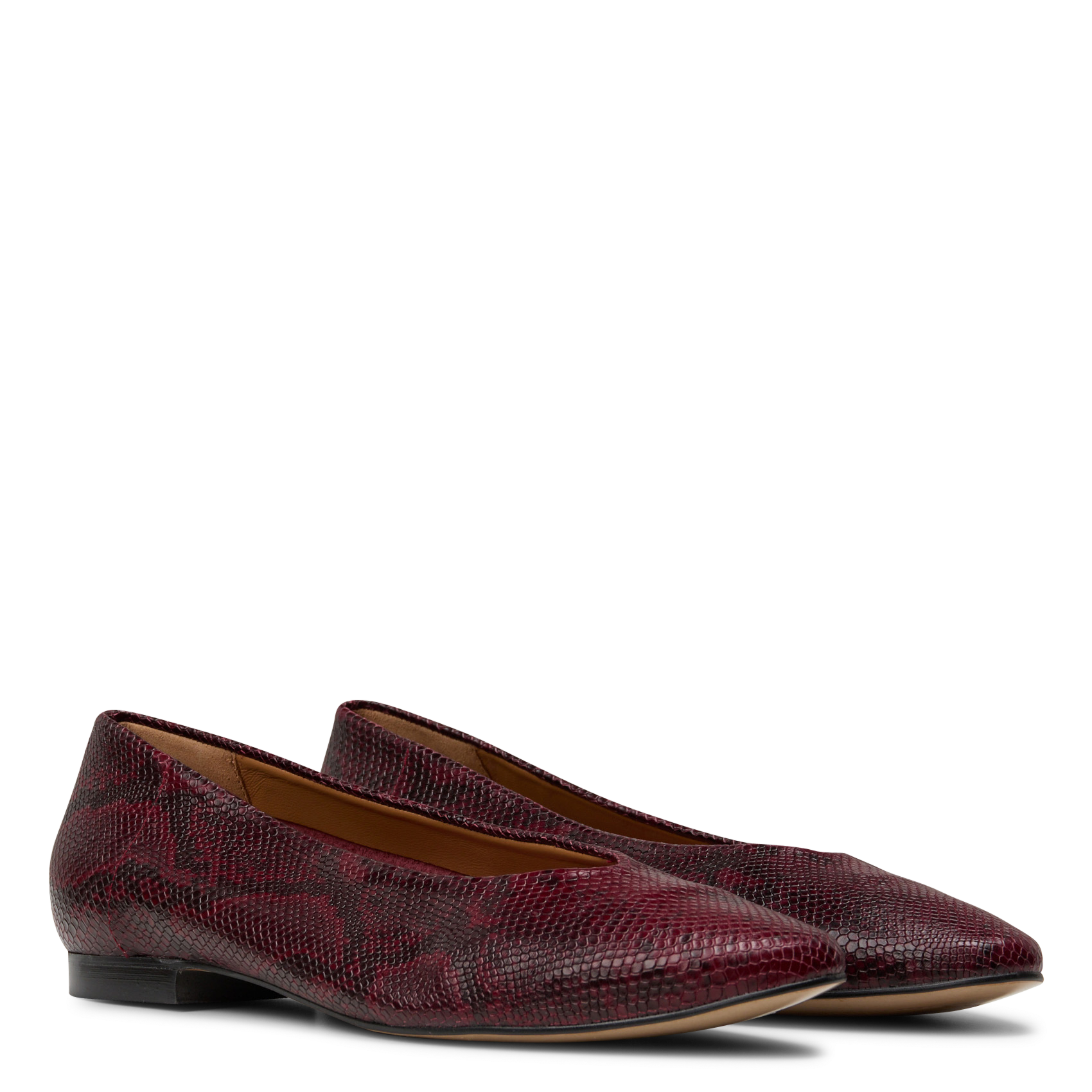 Leather Python Effect Ballerina Flats MAISON 123 Red