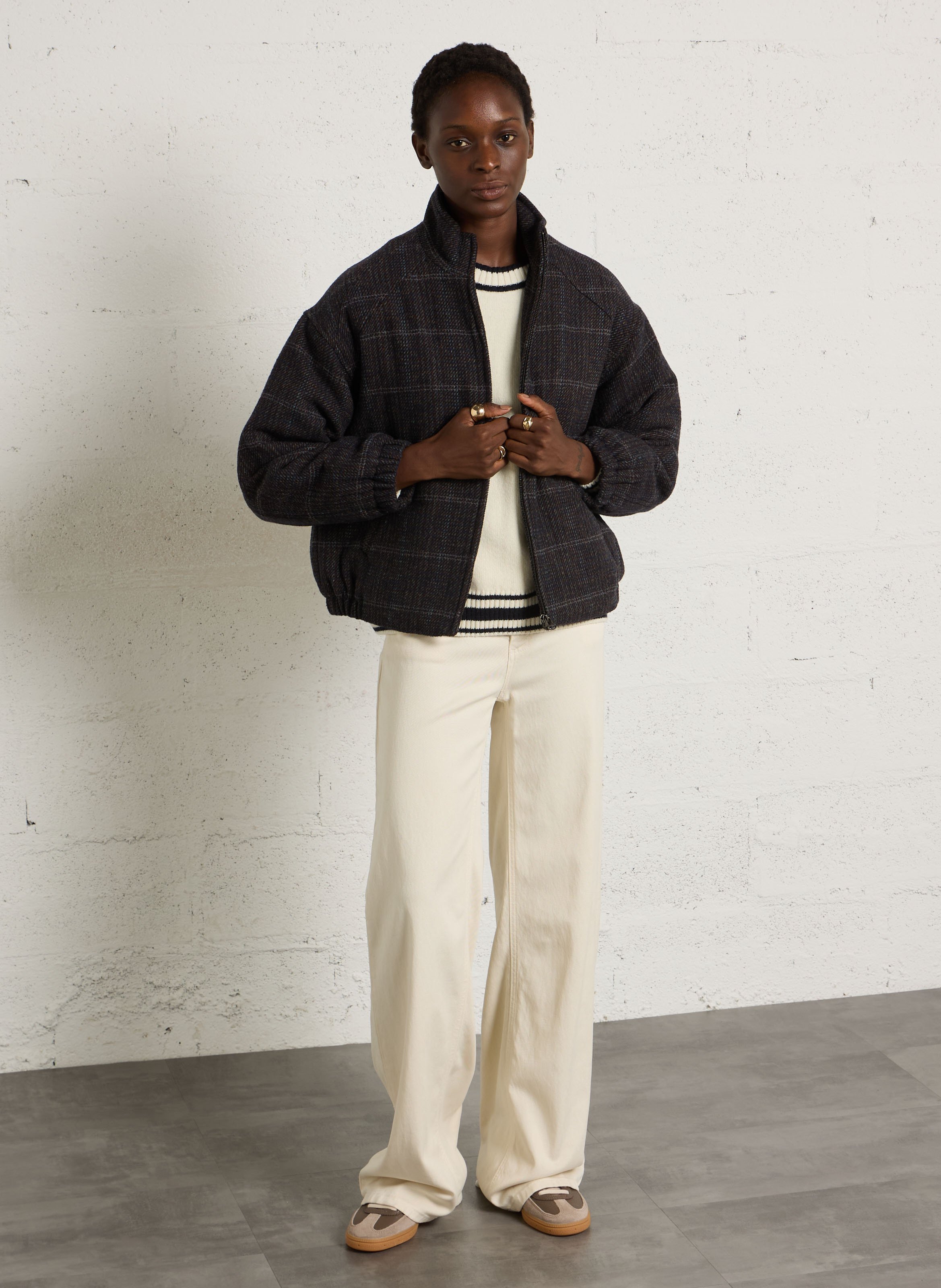 High-neck wool-blend jacket NICE THINGS Grey