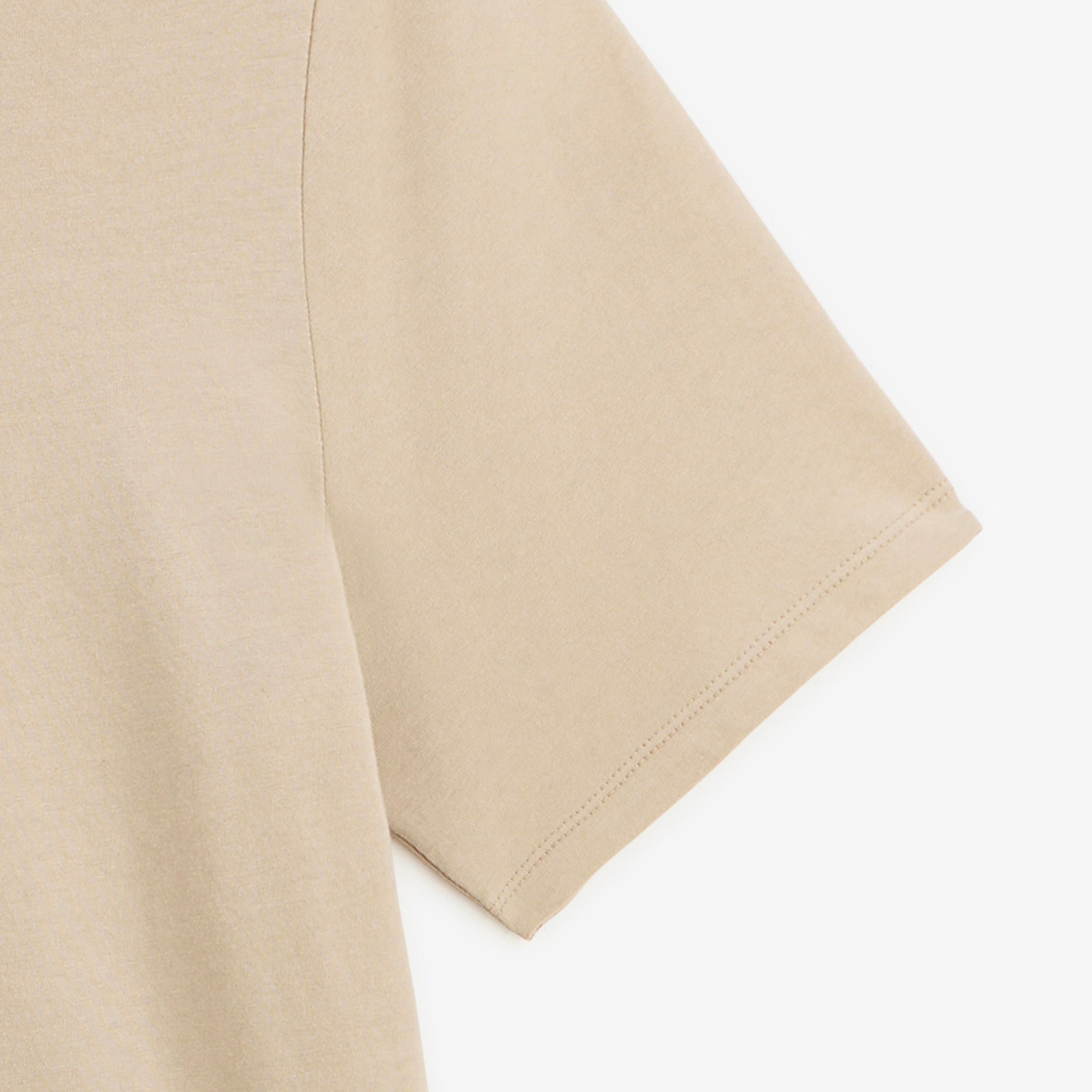 Short-sleeved T-shirt Théo, printed with Basque sardines on the back, in travertine beige. SERGE BLANCO Beige