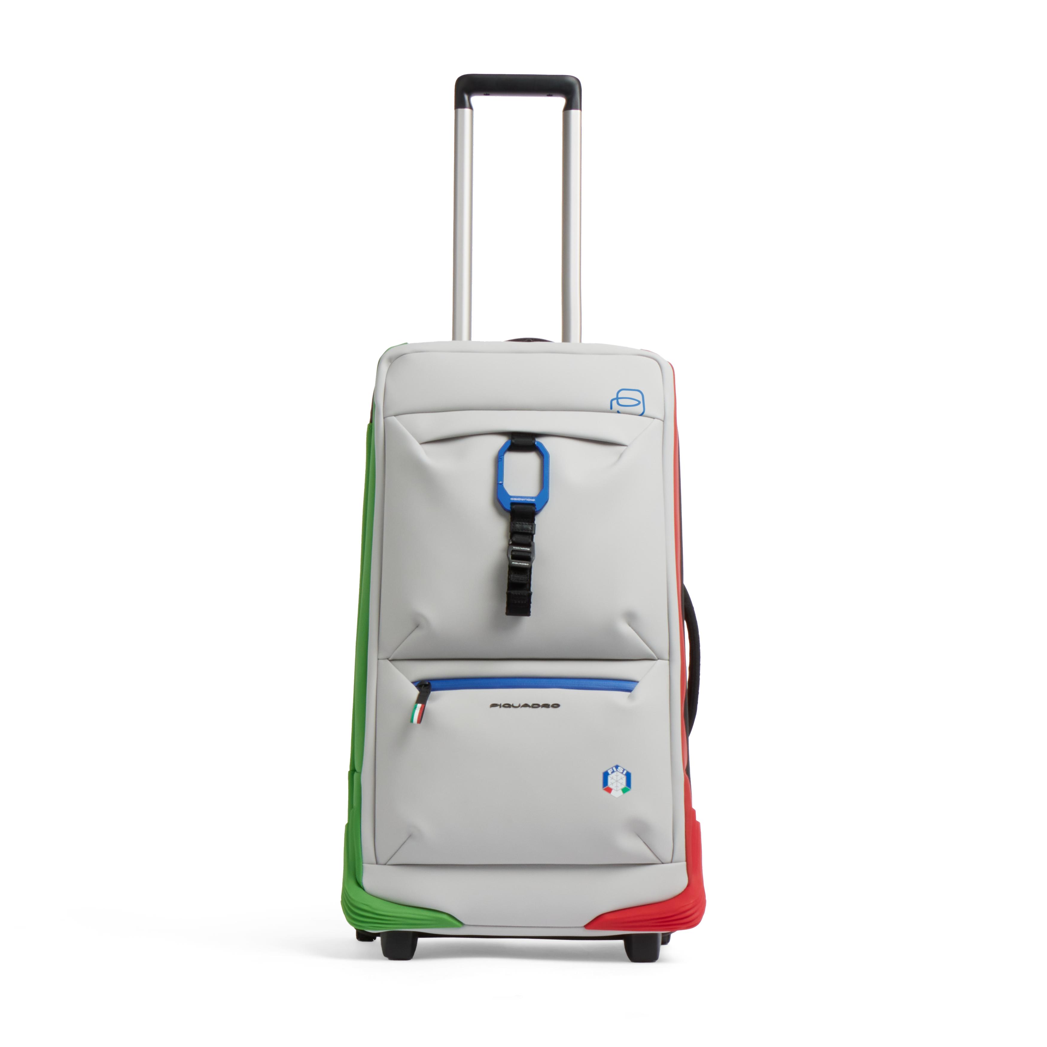 "piquadro x fisi" wheeled travel bag PIQUADRO White