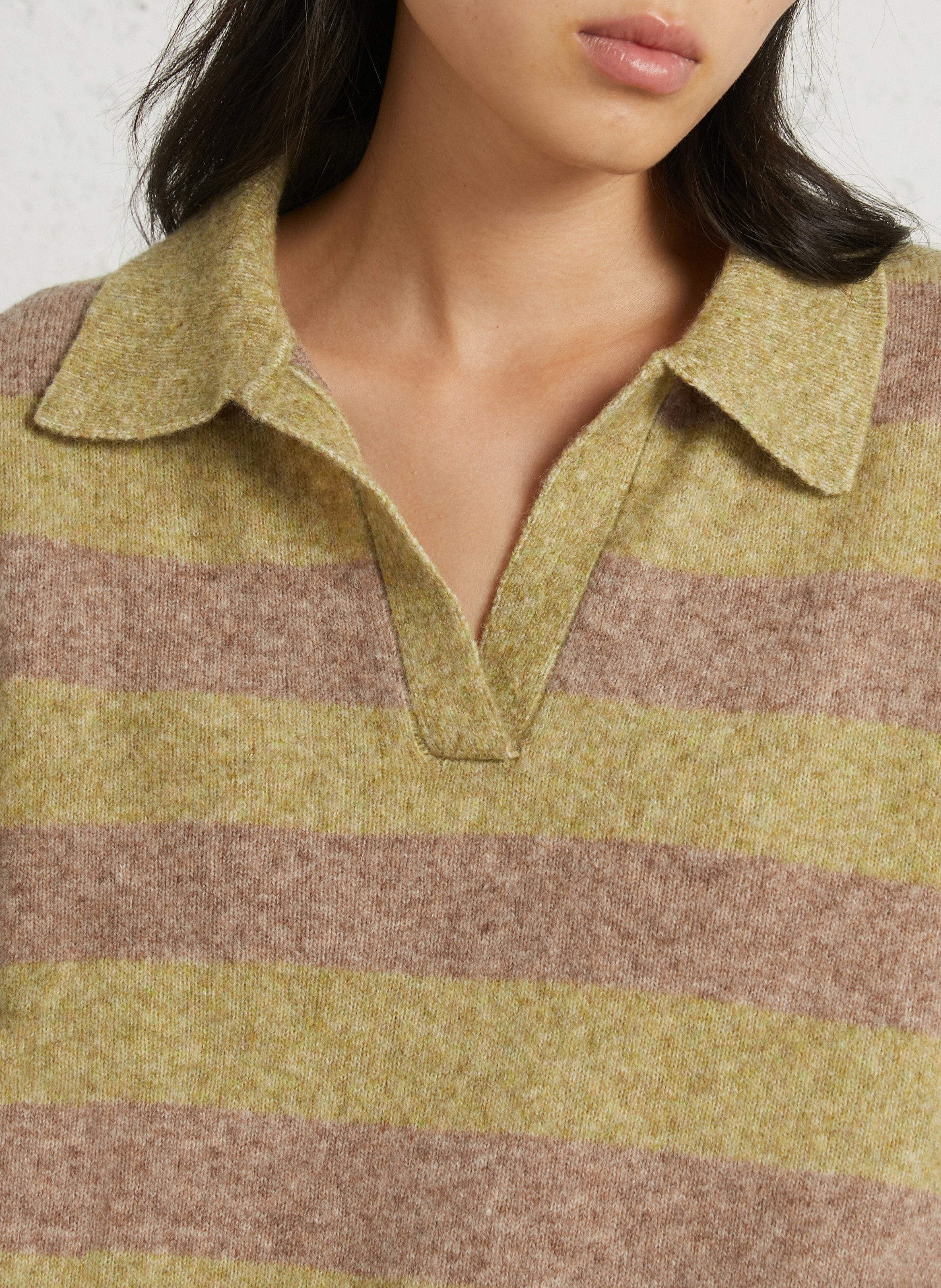 Pull ample à rayures en laine mélangée NICE THINGS Beige