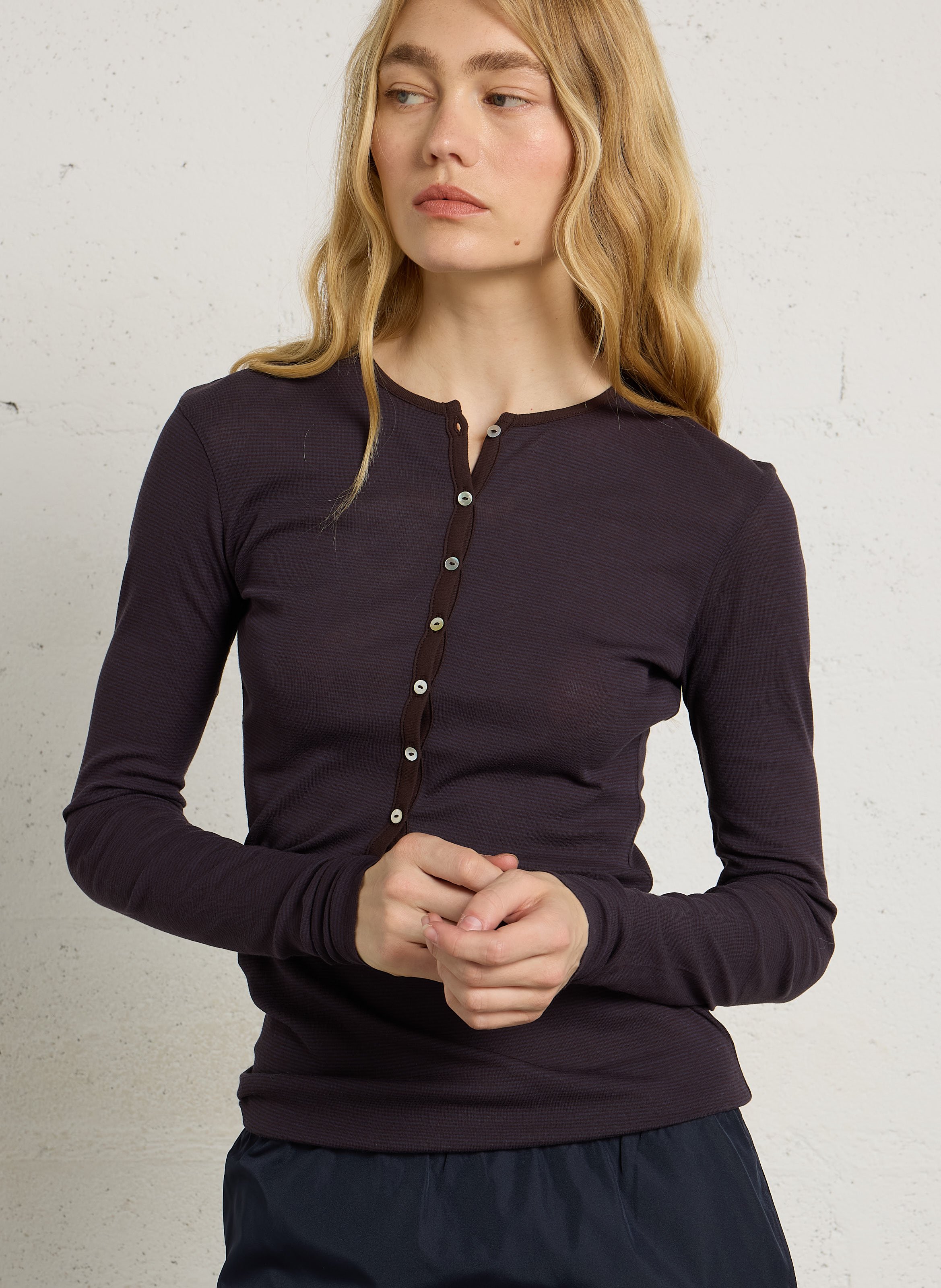 Tee-shirt ajusté en coton SOEUR Marron