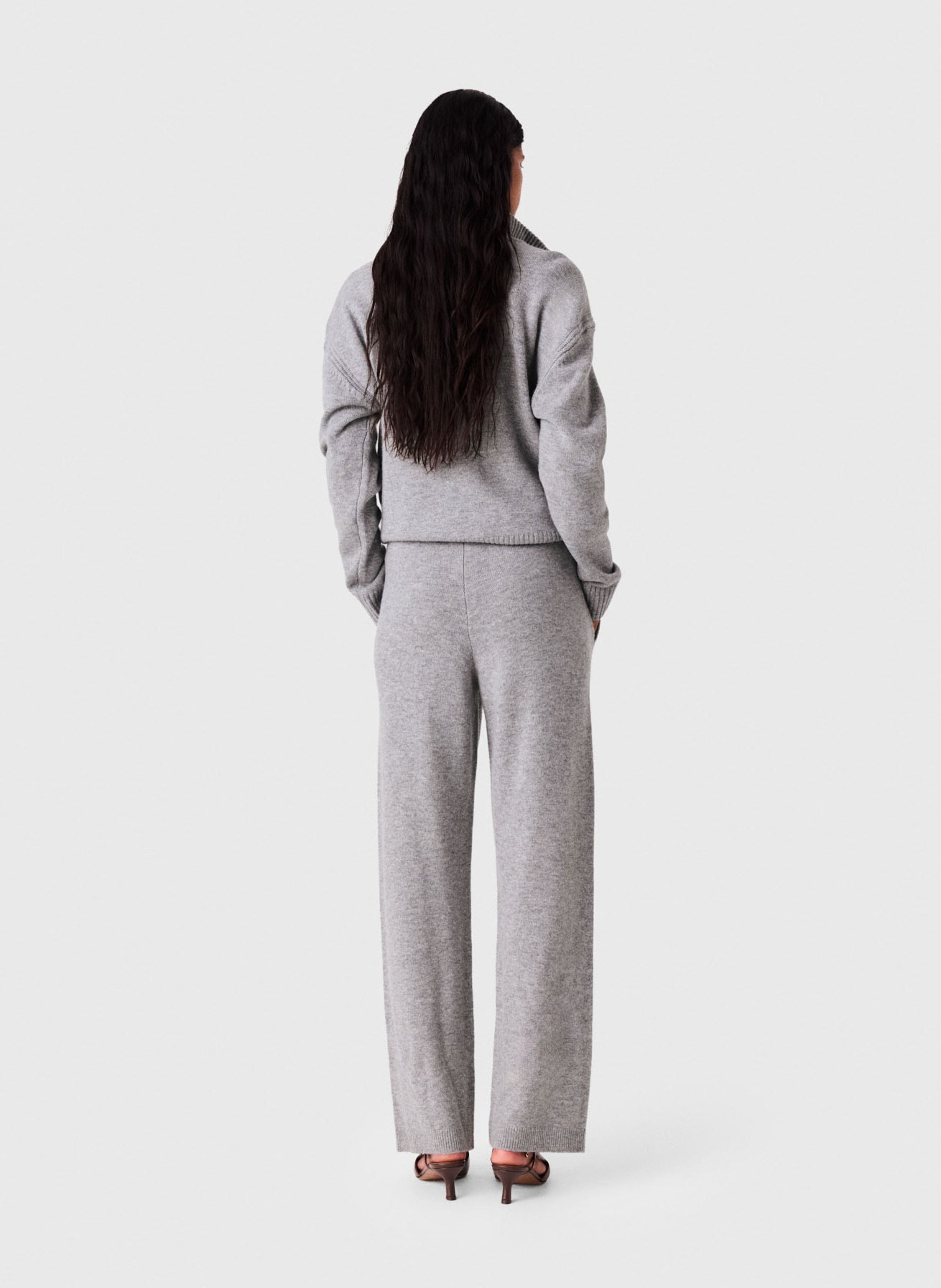 Pantalon droit en laine mélangée MAJE Gris