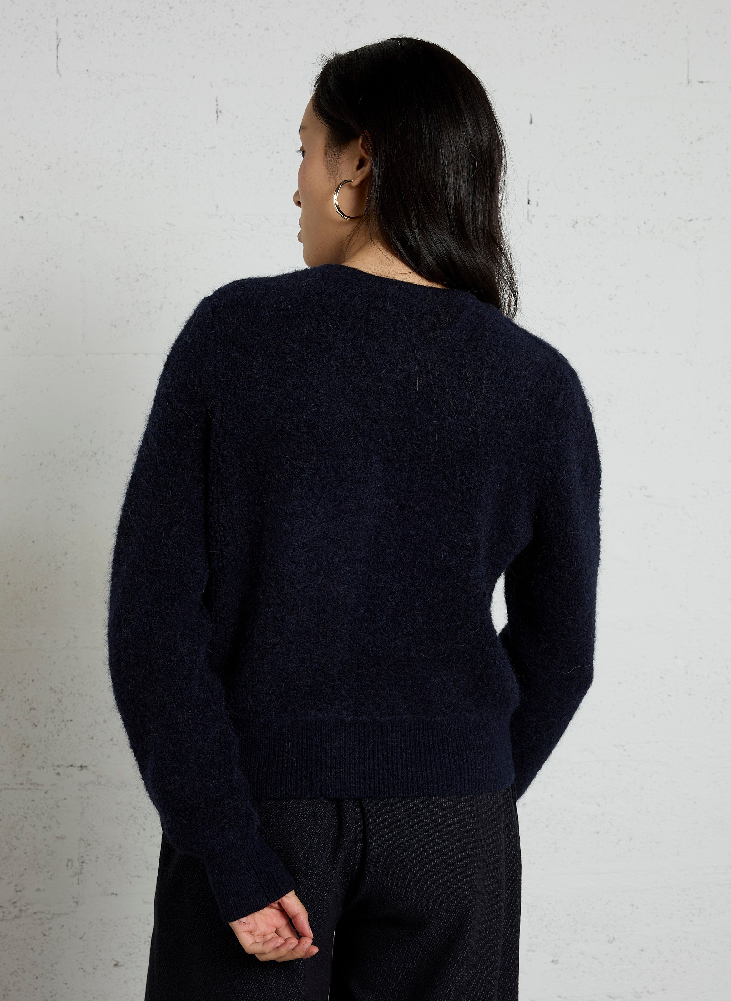 Straight round-neck wool-blend cardigan DES PETITS HAUTS Blue