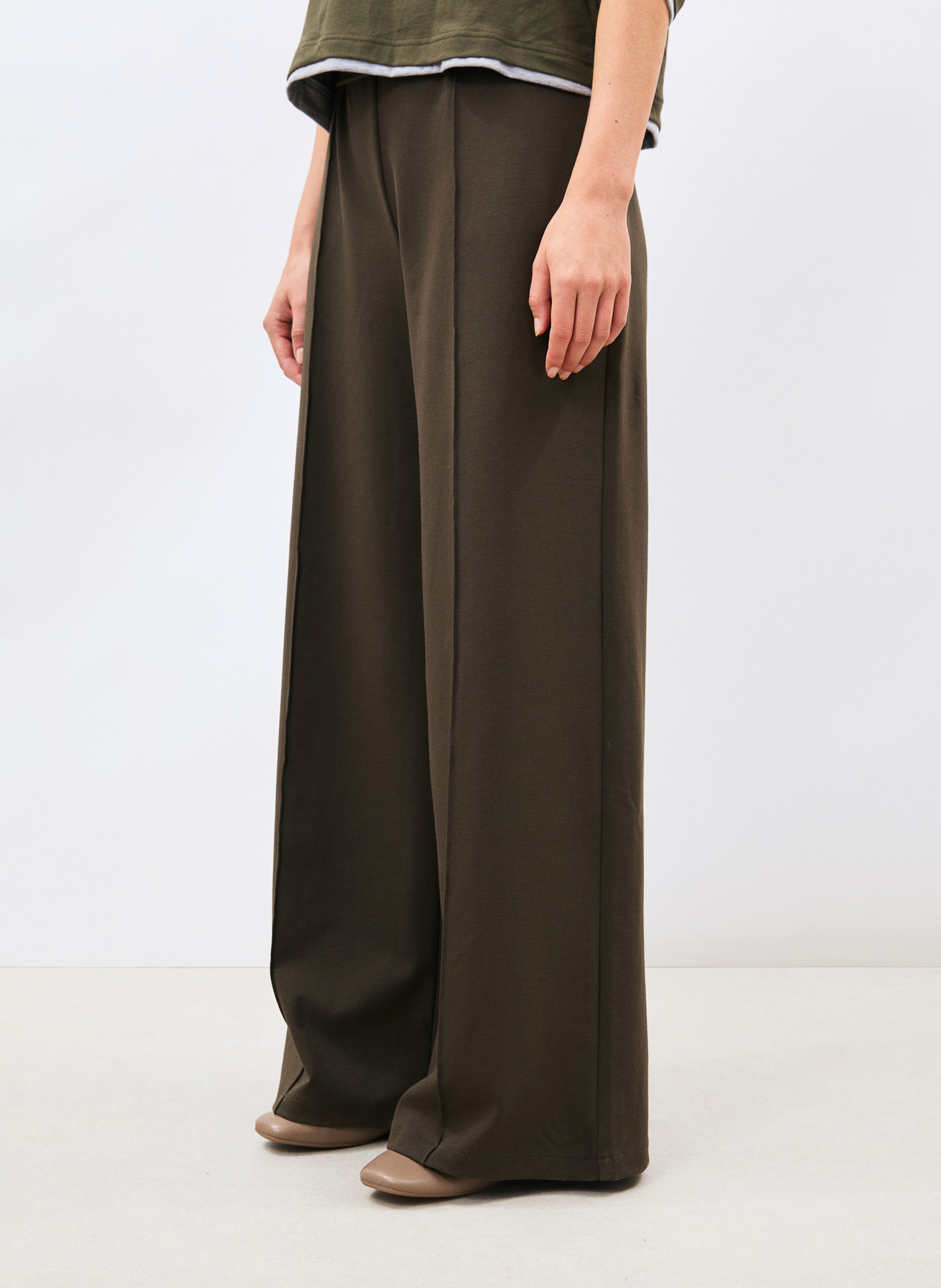 Wijde broek met hoge taille HUMILITY Kaki