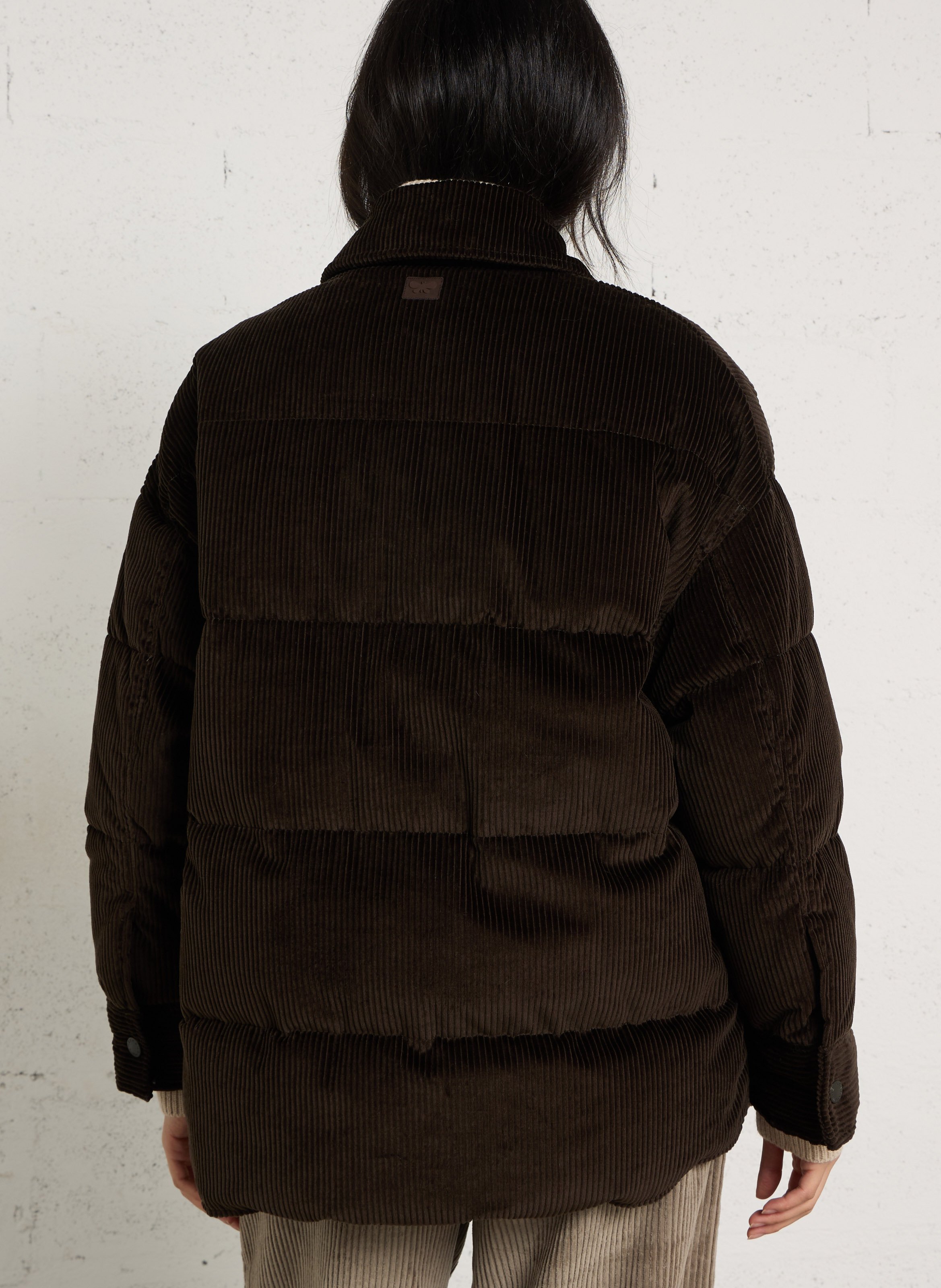 Weit geschnittene Daunenjacke aus Baumwollkord MAX MARA WEEK END Braun
