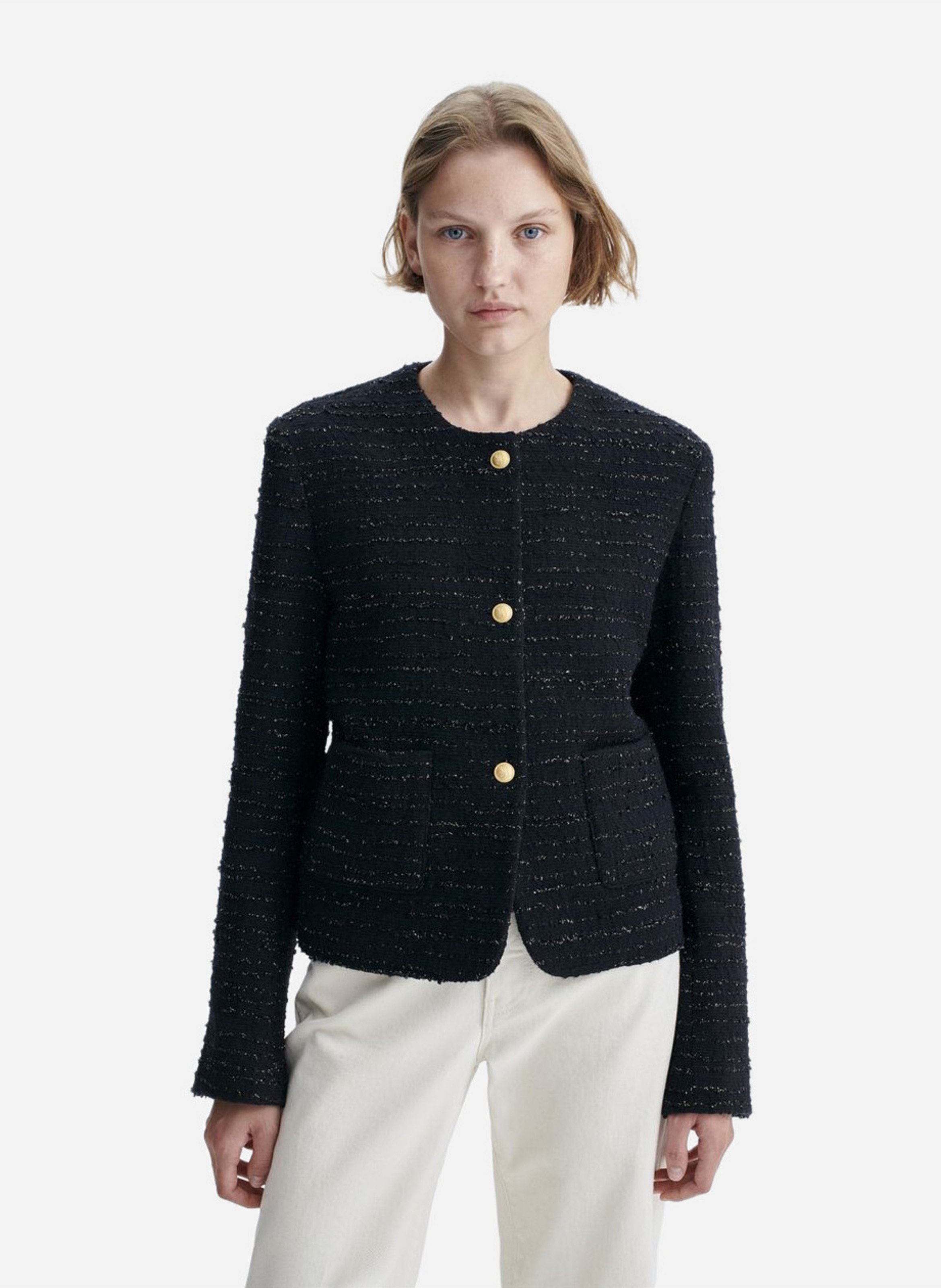 Tweed-Jacke mit Rundhalskragen VANESSA BRUNO Schwarz