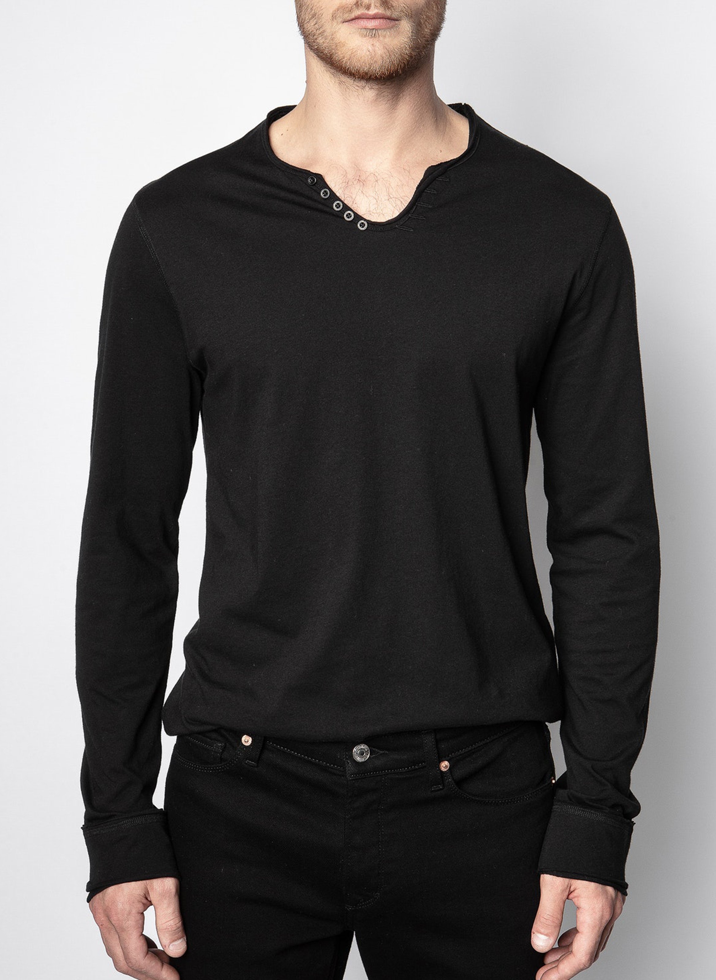 Henley-T-Shirt aus Baumwolle, Regular Fit ZADIG&VOLTAIRE Schwarz