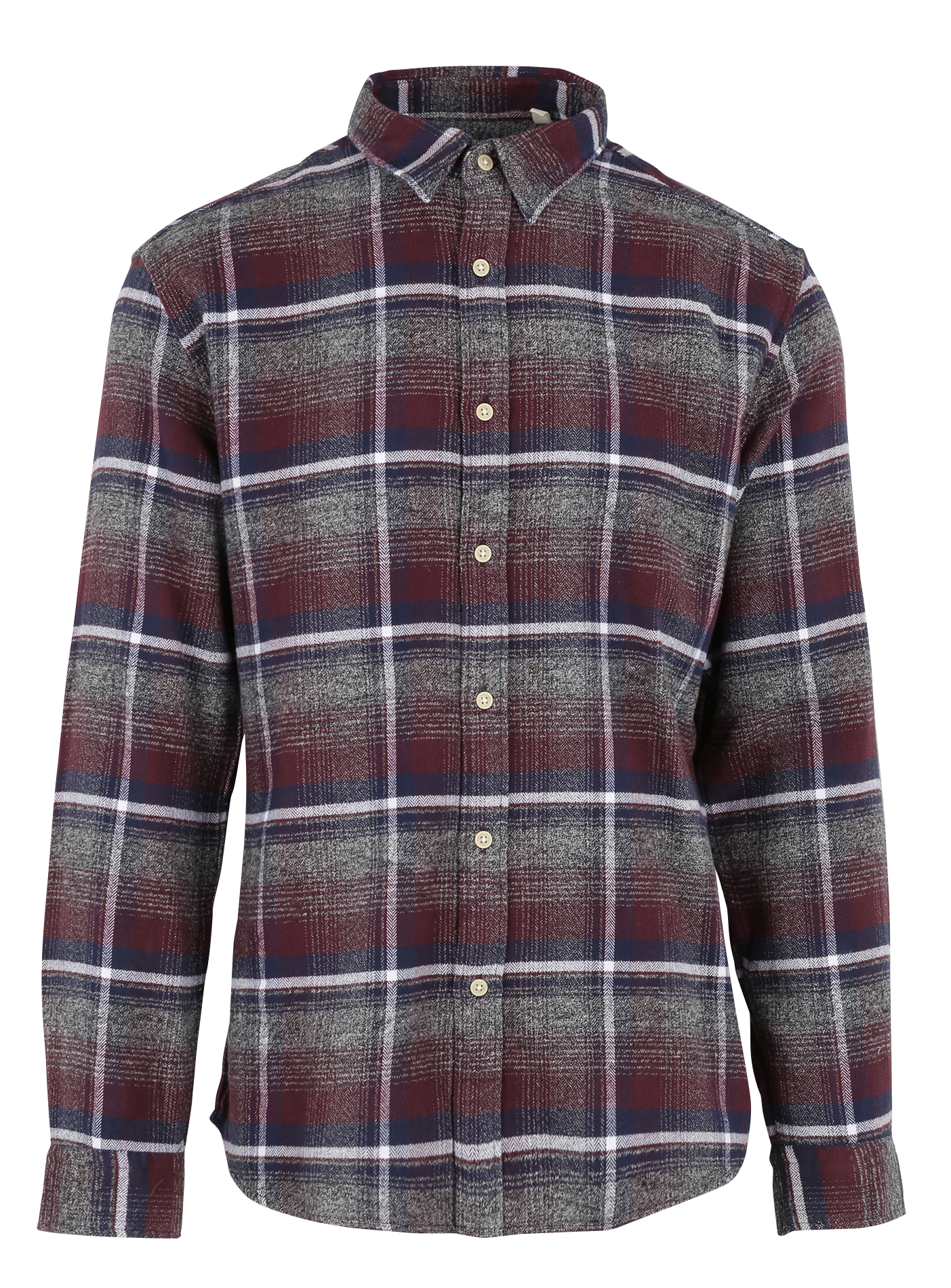 Geruit regular-fit hemd van biologisch katoen met klassieke kraag SELECTED Rood