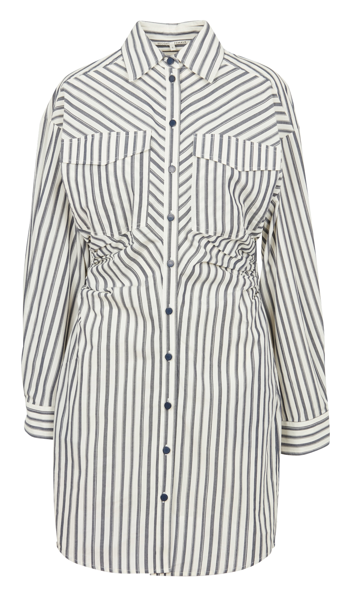 Robe chemise à rayures en coton SECOND FEMALE Bleu