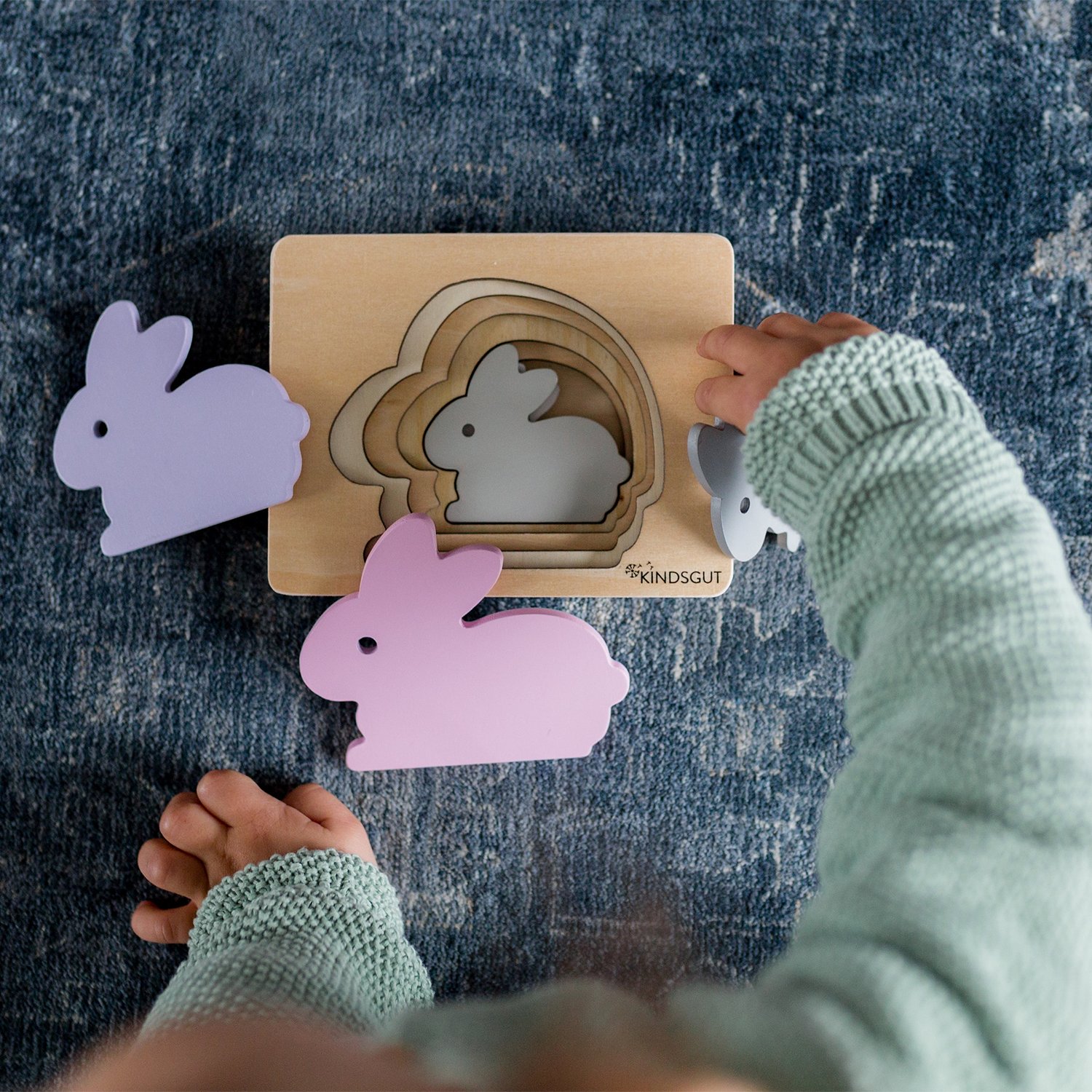 Wooden rabbit puzzle KINDSGUT Pink
