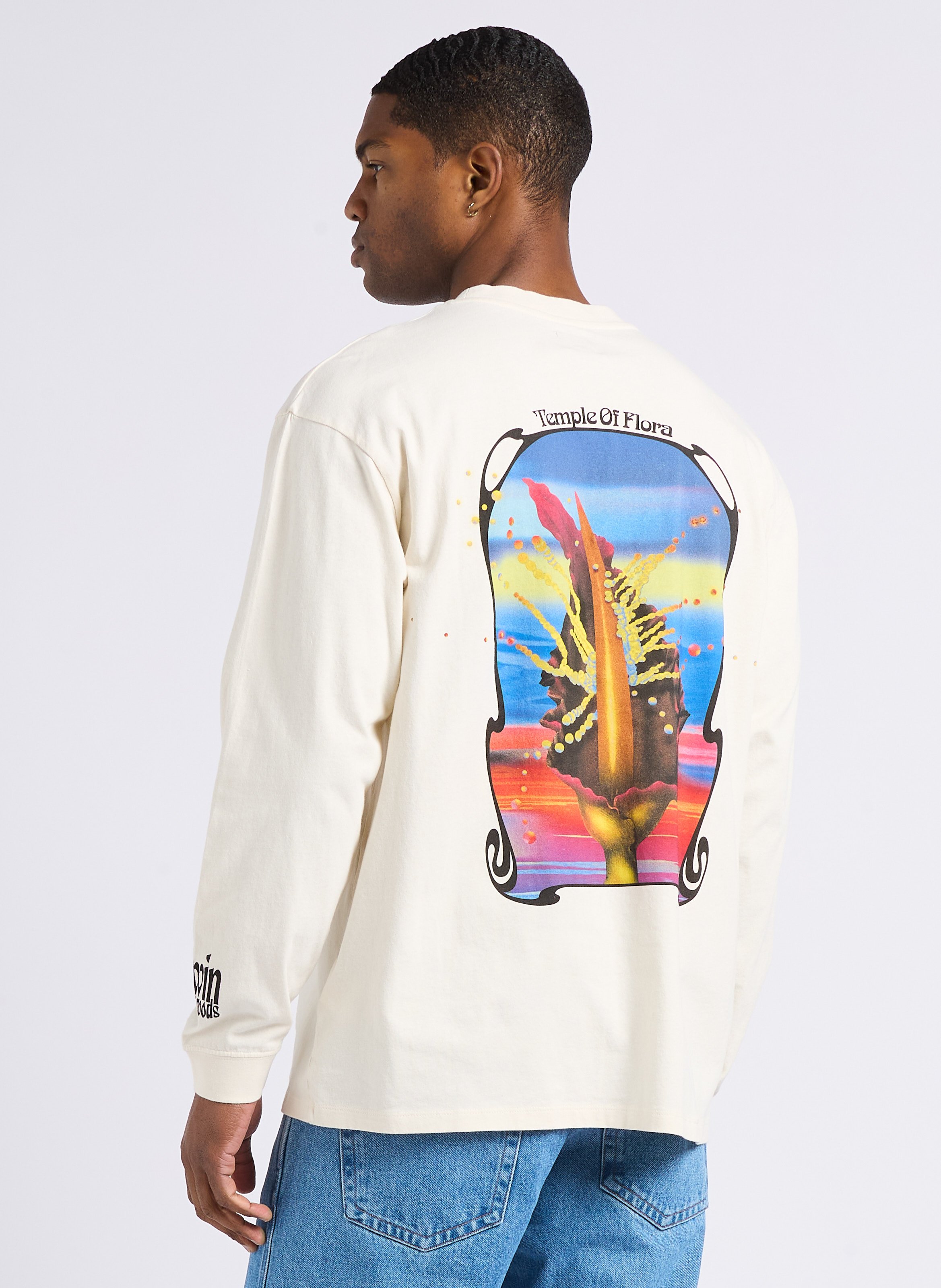 Straight-cut round-neck T-shirt with screenprinted letters EDWIN White