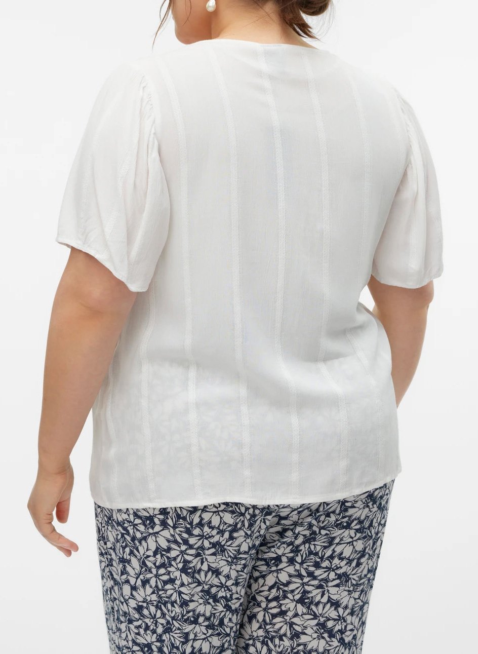 Straight V-neck shirt VERO MODA CURVE White
