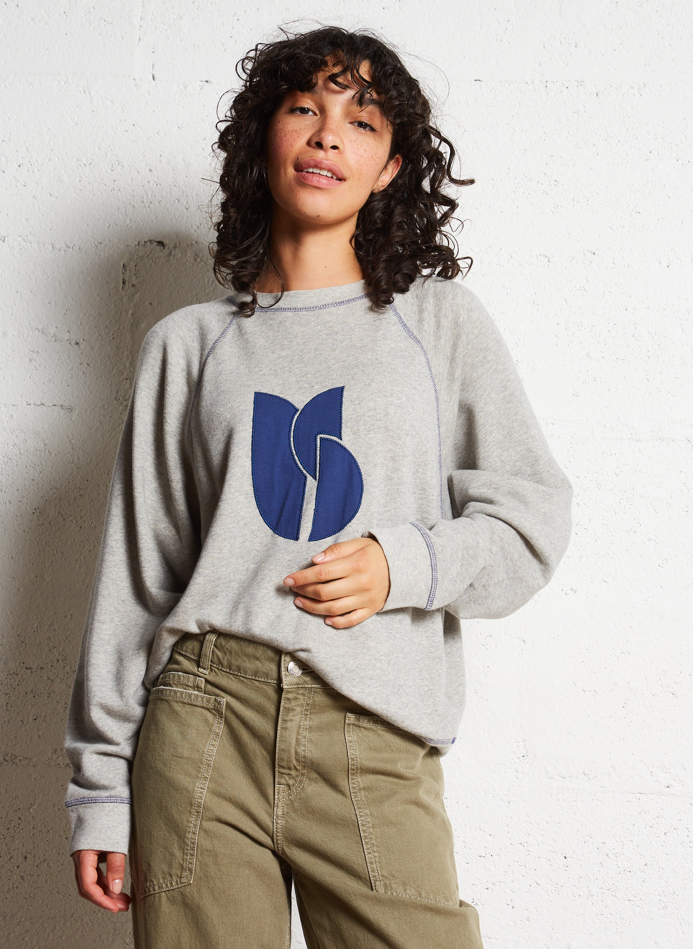 Sweat oversize col rond en coton mélangé BA&SH Noir