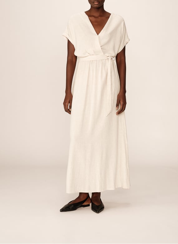 Long v-Neck dress Beige Grace et mila - Women | Place des Tendances Long v-Neck dress Beige Grace et mila - Women | Place des Tendances