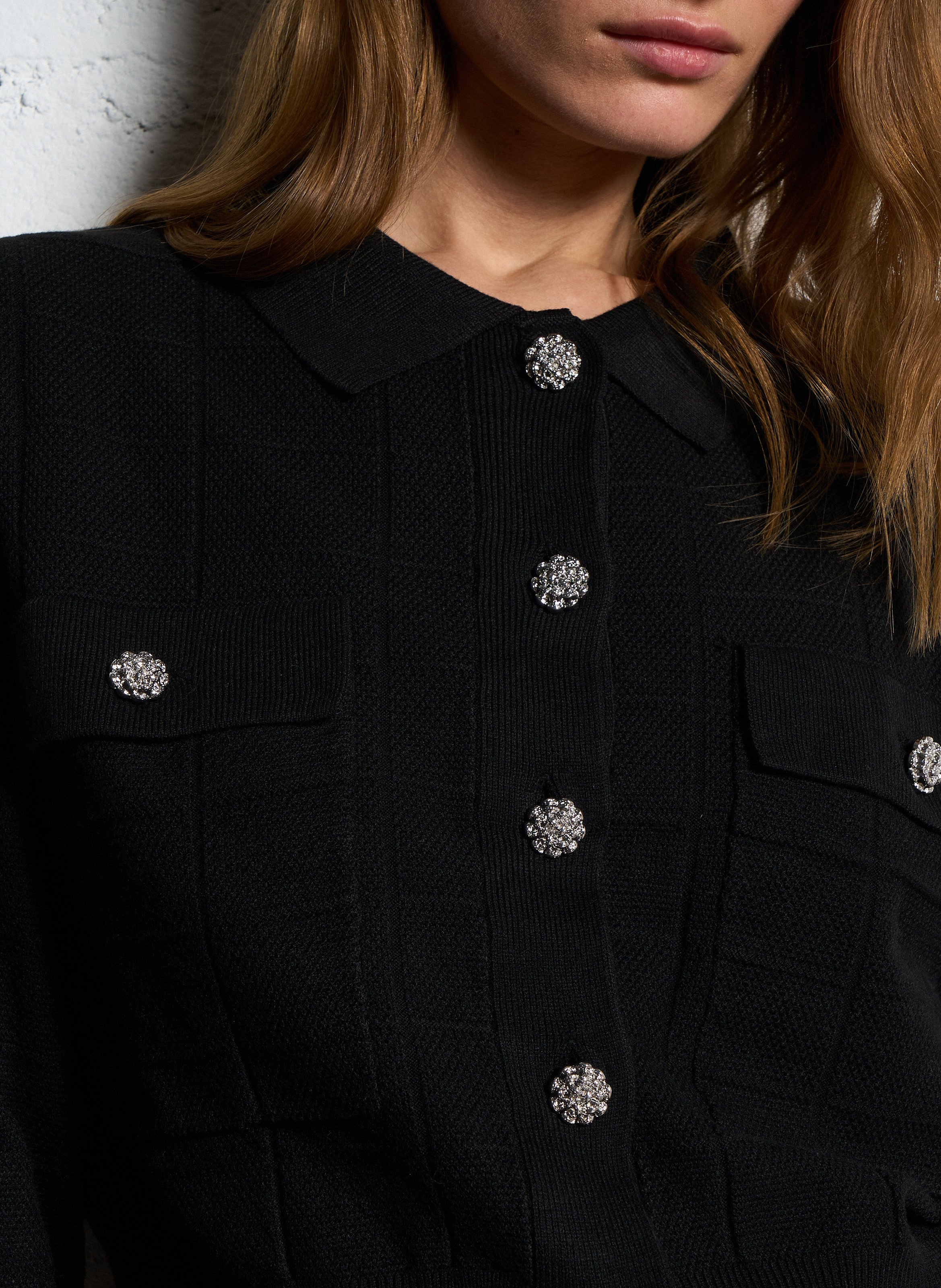 Cardigan droit en fibres recyclées mélangées VILA Noir