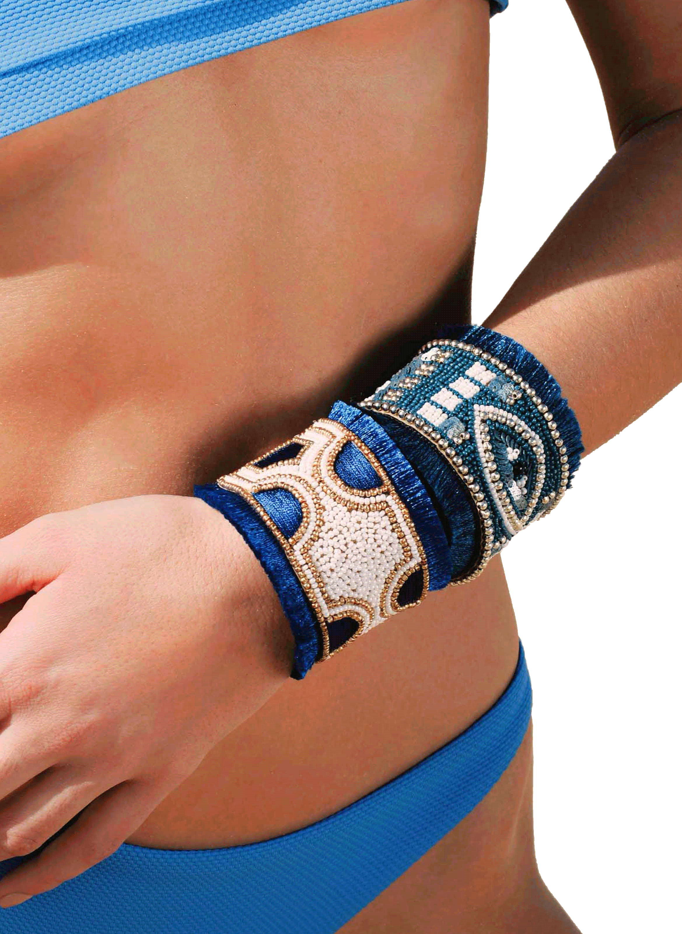 Adjustable beaded cuff HIPANEMA Blue