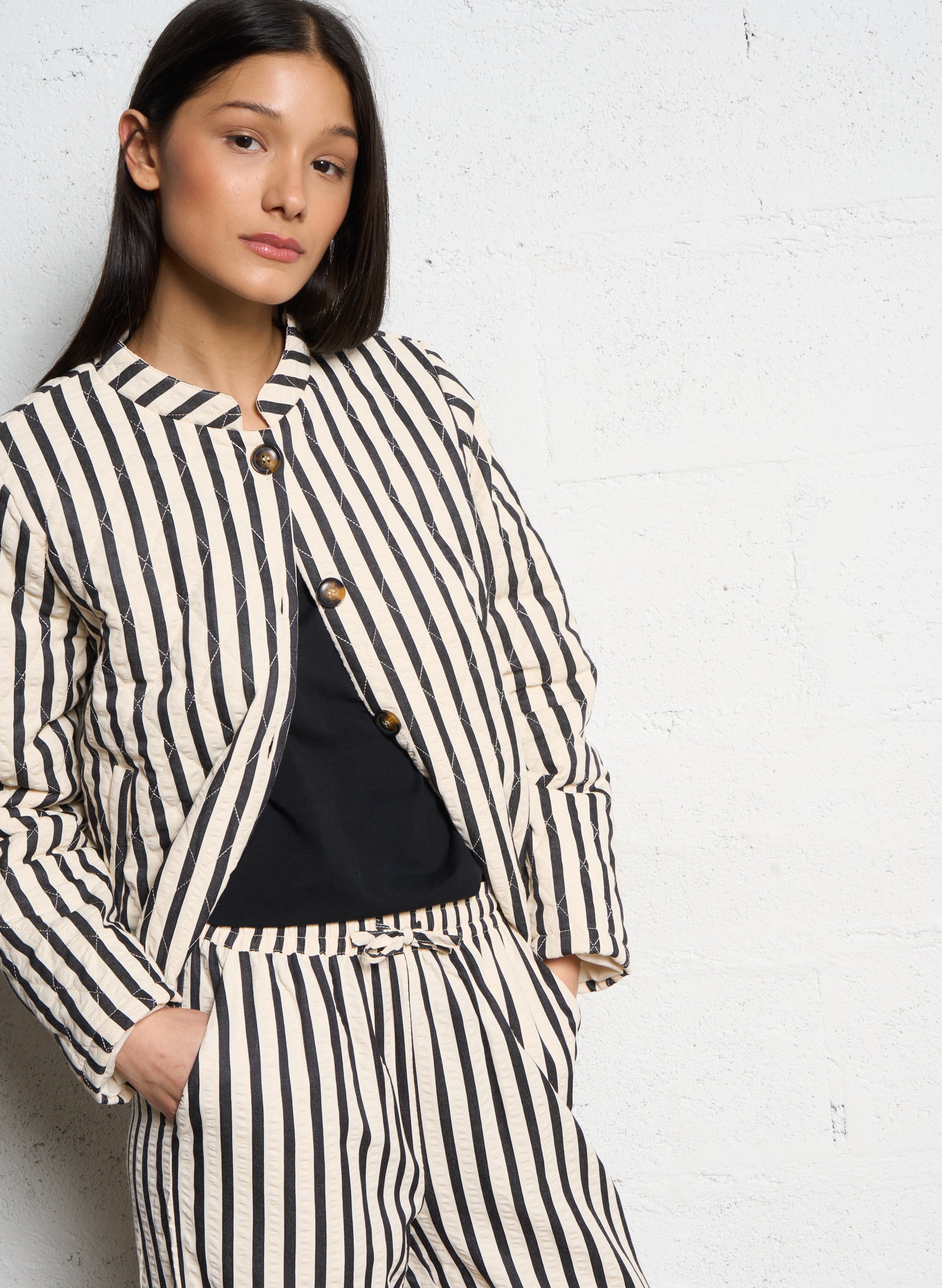 Veste oversize à rayures LOLLYS LAUNDRY Noir