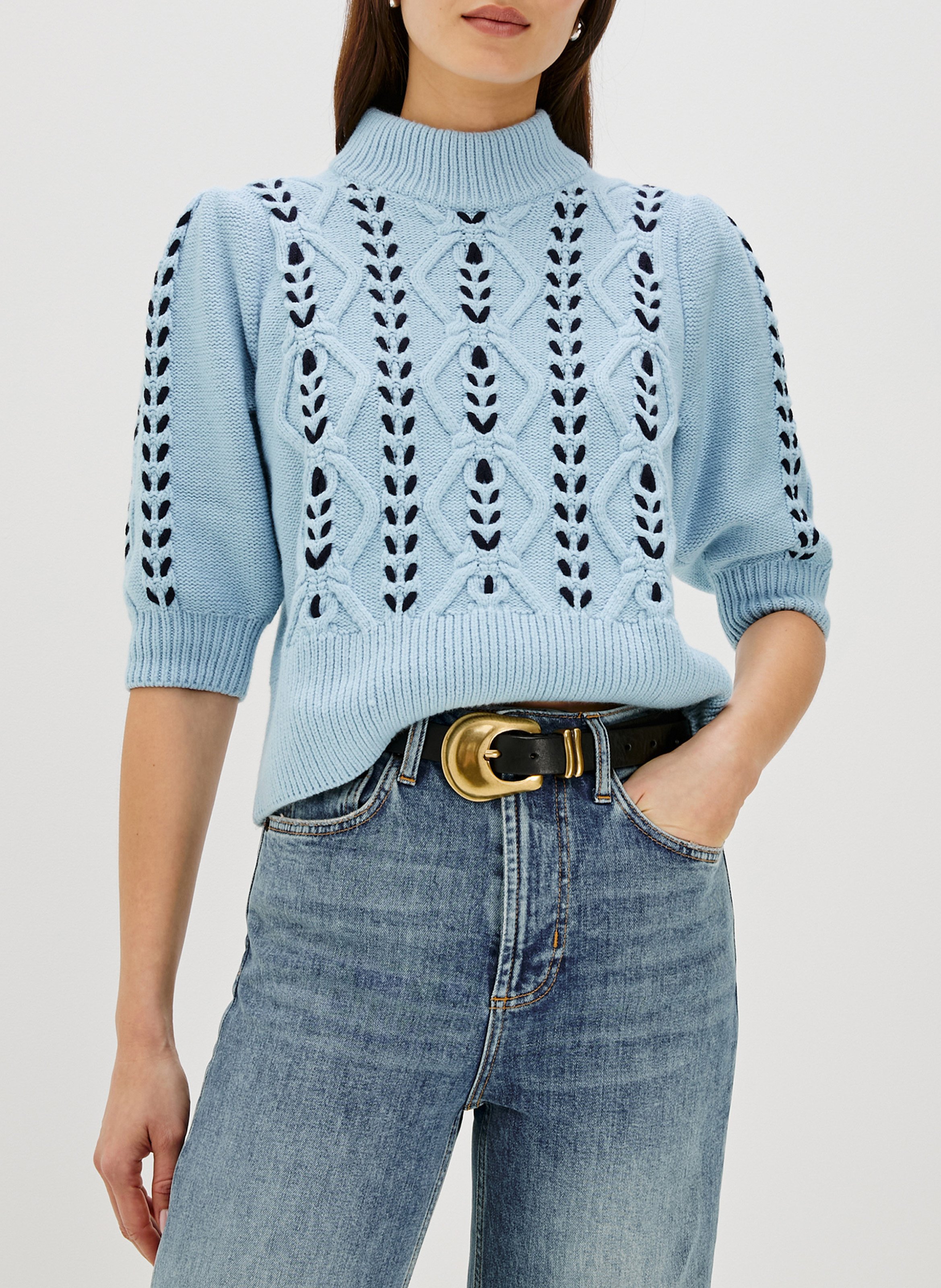 Pull col montant en coton mélangé RAILS Bleu