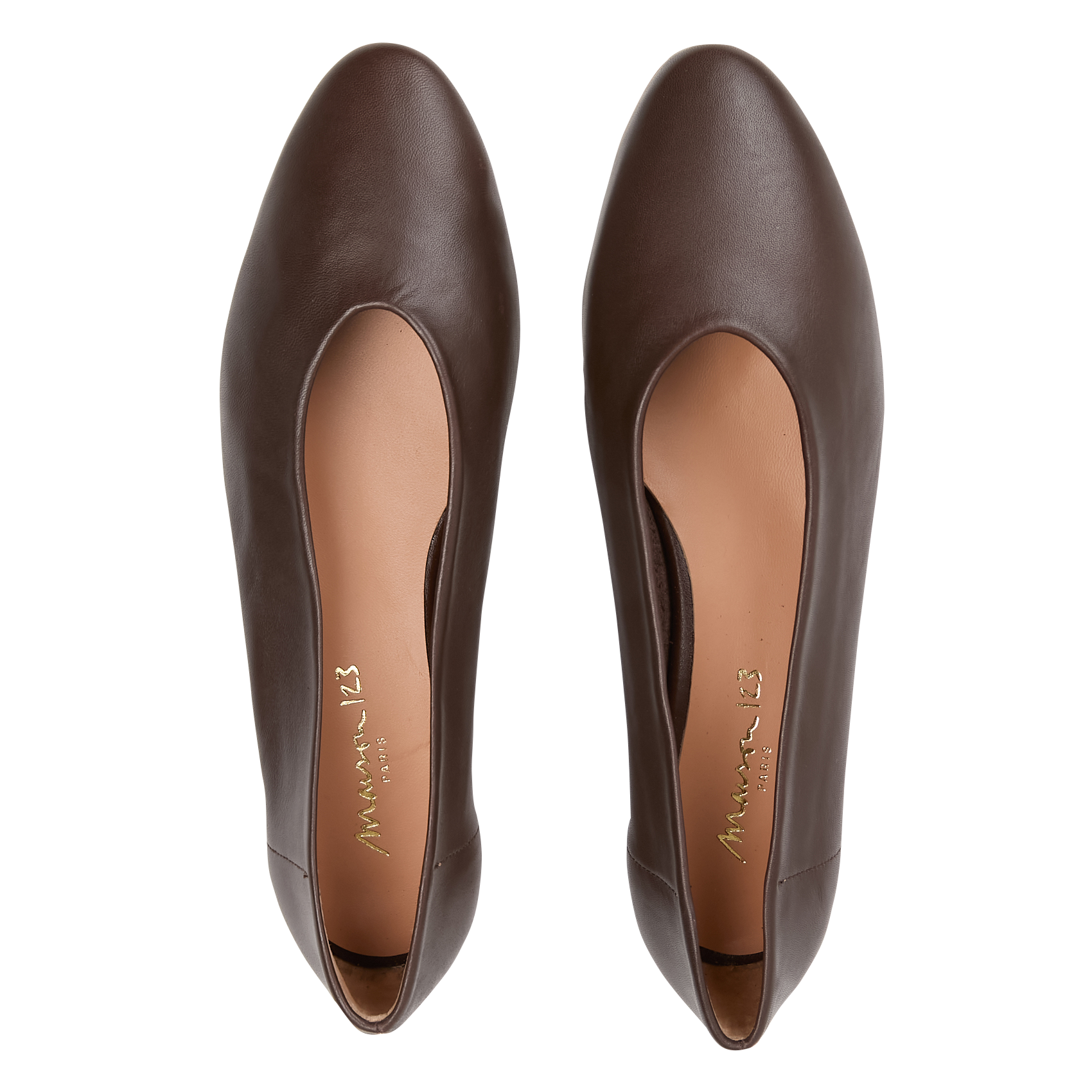 Flat leather ballet pumps MAISON 123 Brown