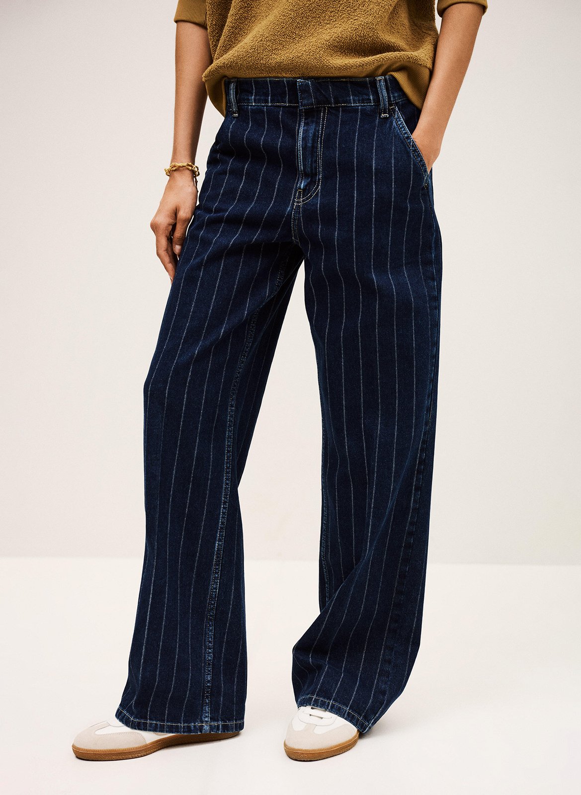 Jean large en coton rayé BA&SH Bleu