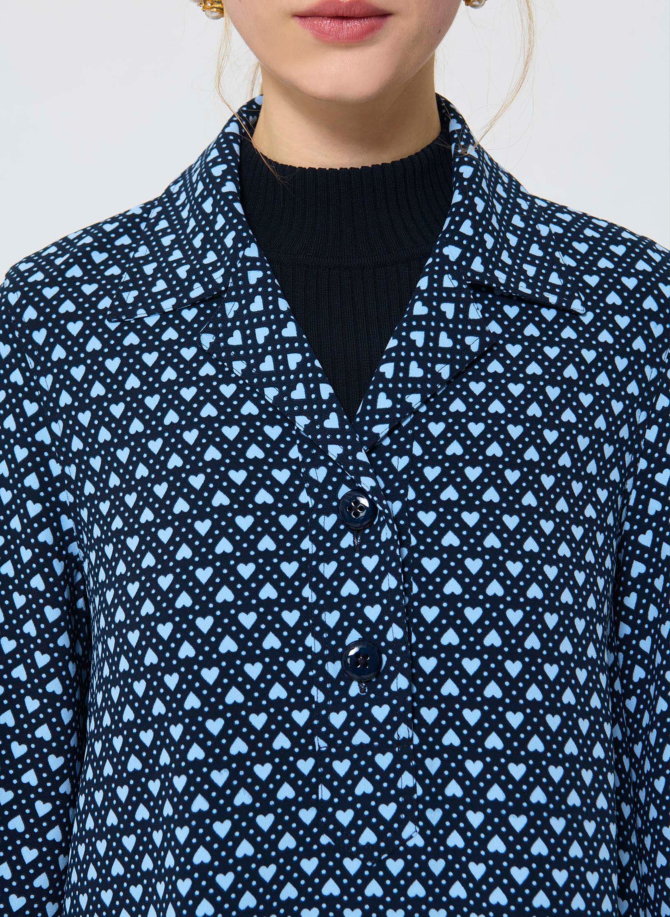 Short loose-fitting dress with heart print TARA JARMON Blue